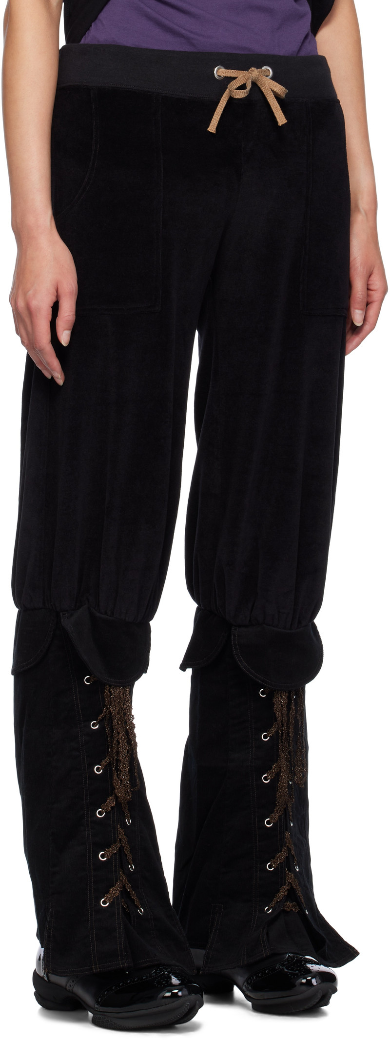 VeniceW Black Hi-Top Lounge Pants outlook