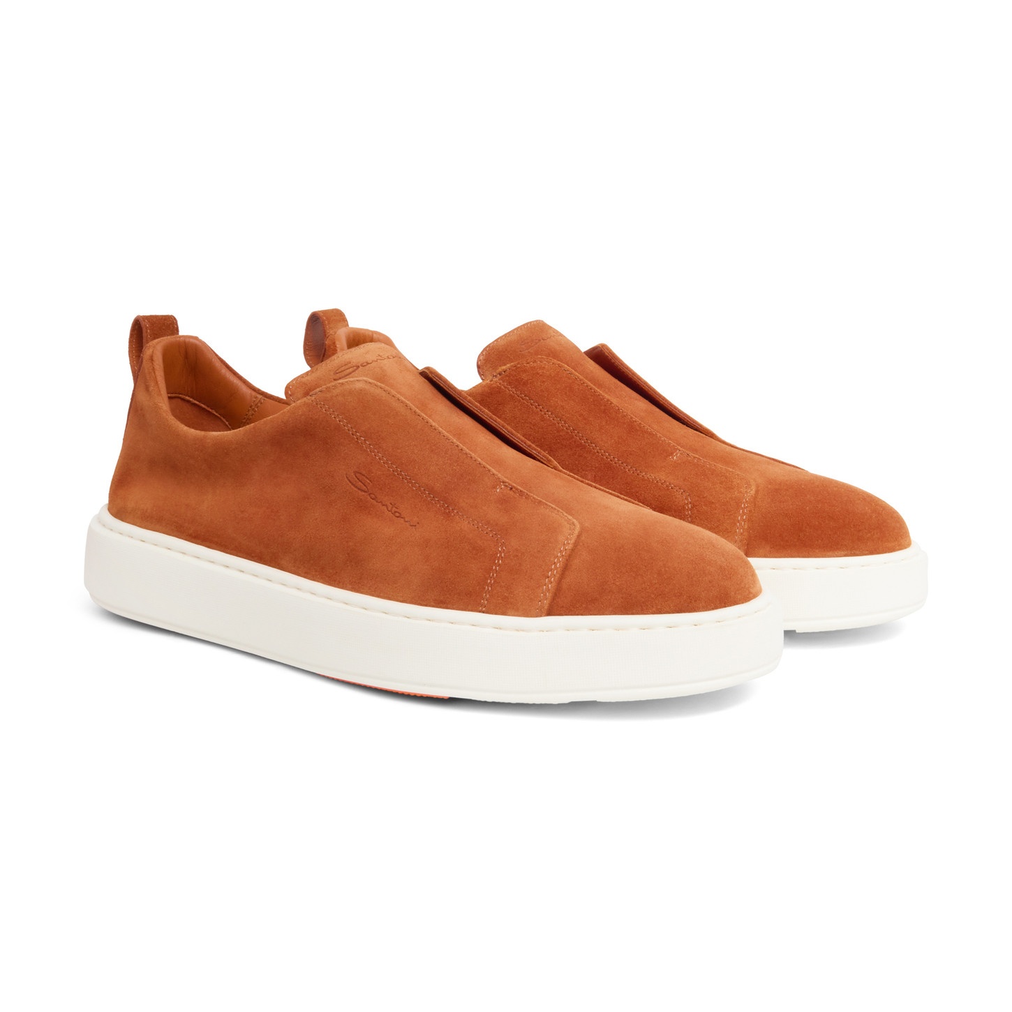 Men's orange suede slip-on sneaker - 4