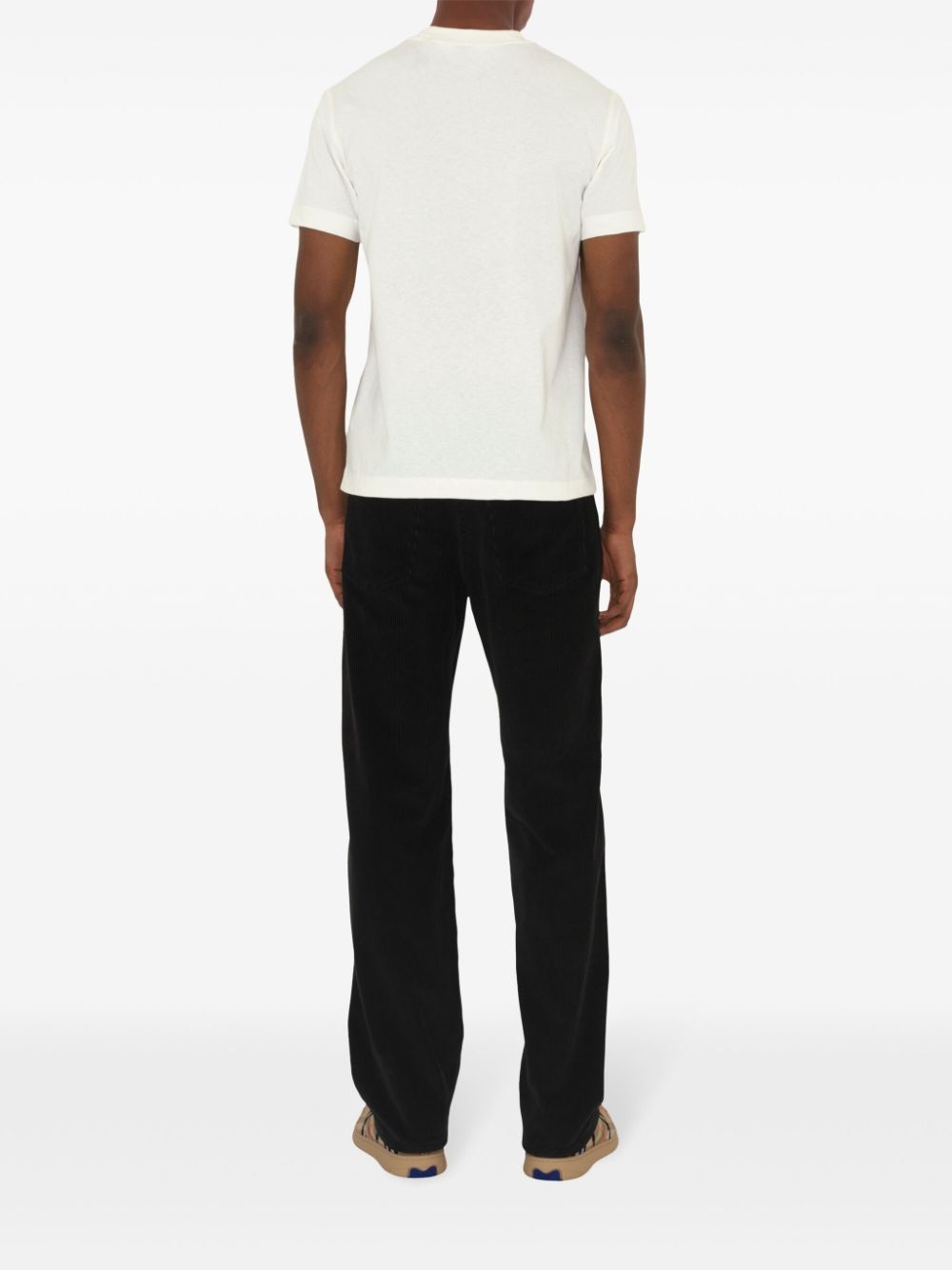 check-patch cotton T-shirt - 4