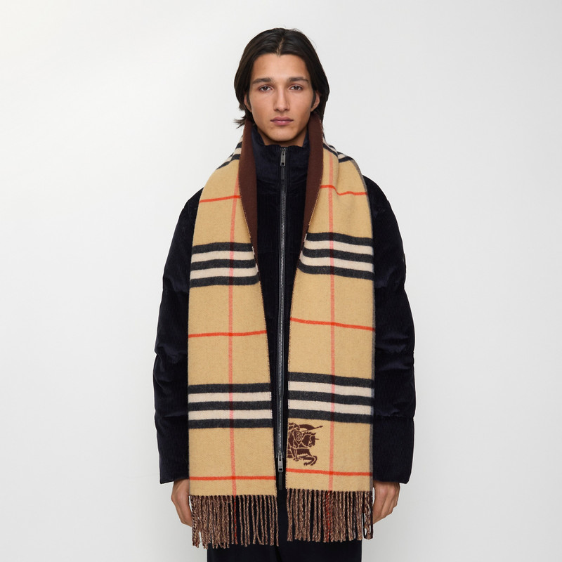 Wide Reversible Check Cashmere Scarf 4