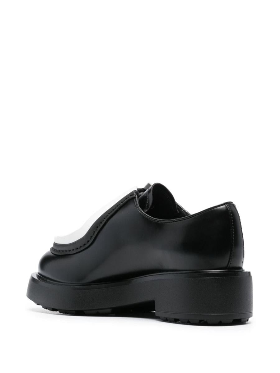 PRADA CONTRASTING-TRIM LEATHER SHOES - 3