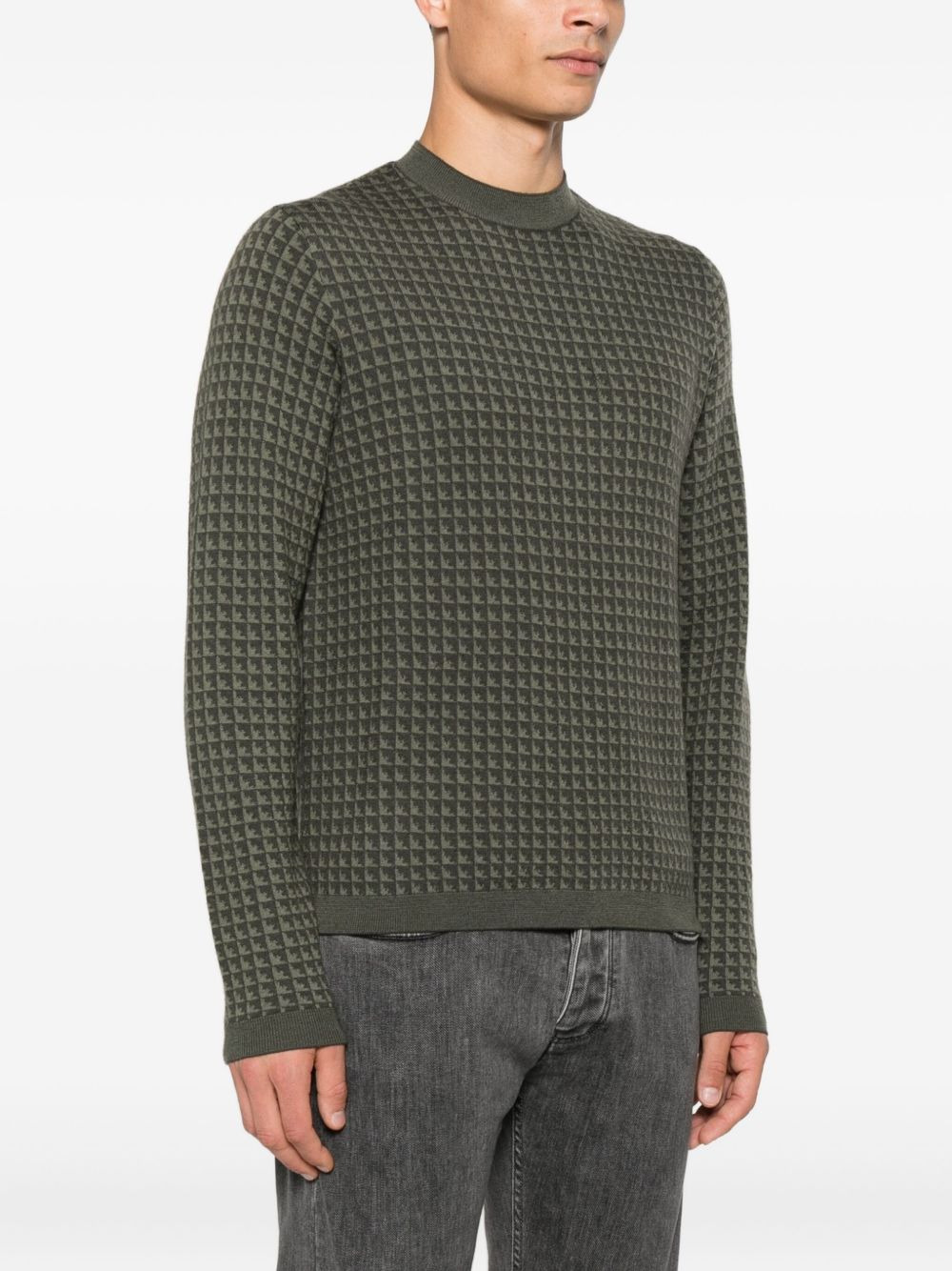 geometric-pattern virgin-wool sweater - 3