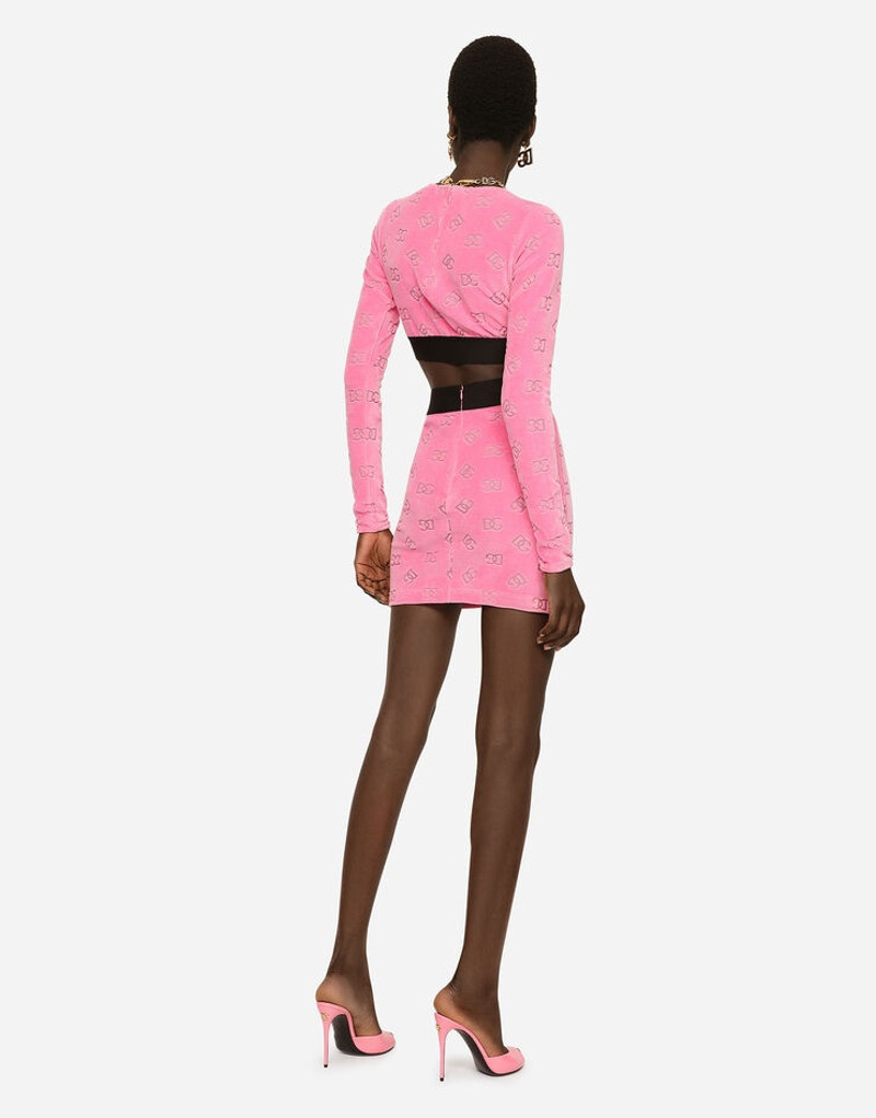 Flocked jersey miniskirt with all-over DG logo 5