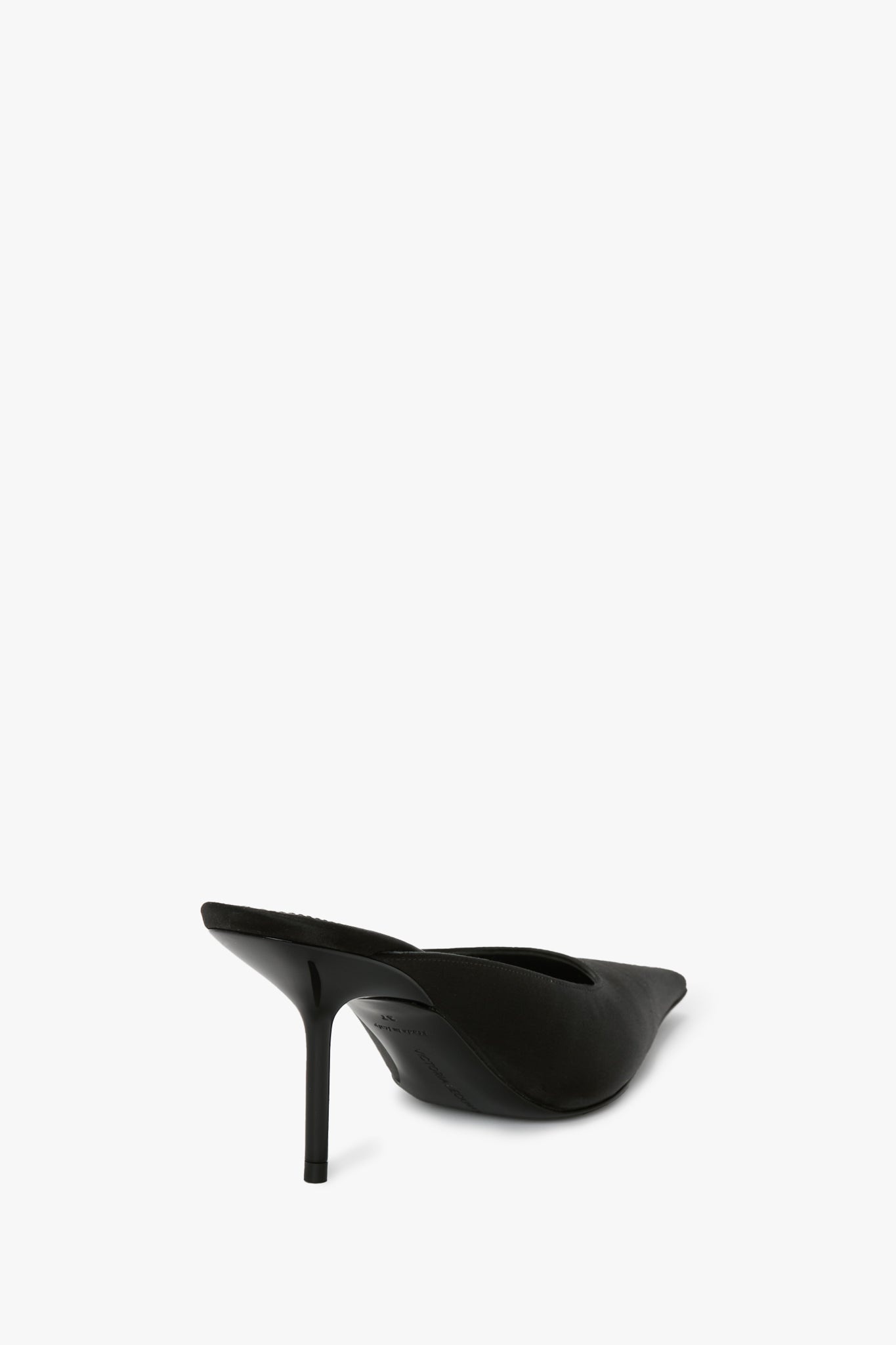 Sloan Stiletto Mule In Black Satin - 3