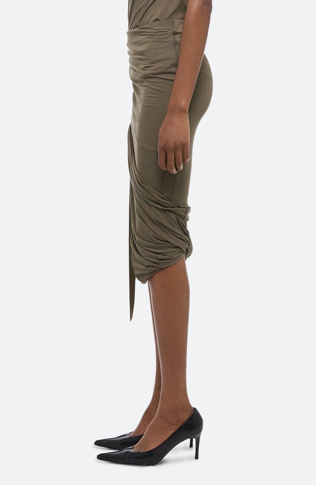 Helmut Lang Wind Jersey Skirt in Olive - 4