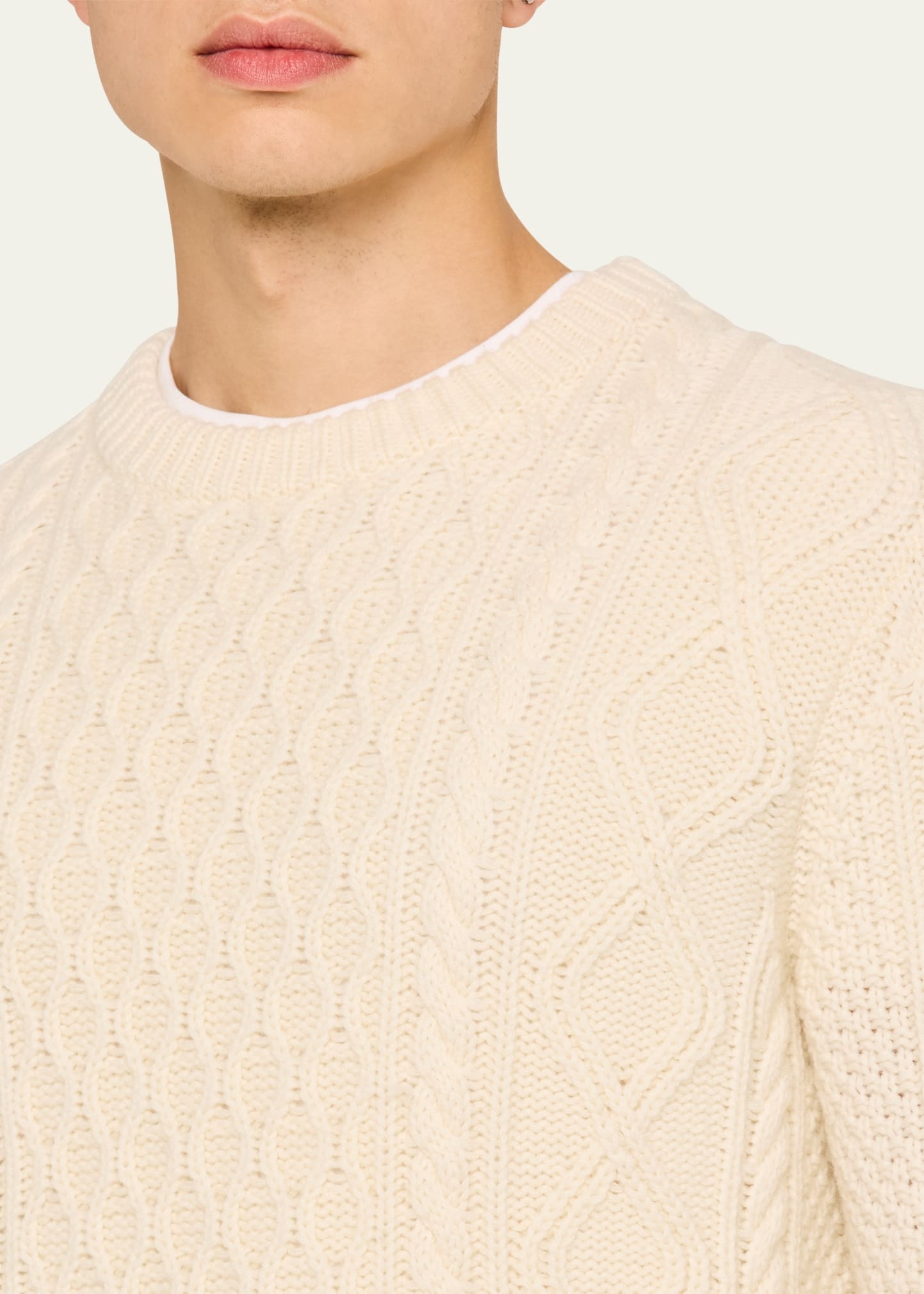 Men's Wool-Cashmere Cable-Knit Sweater - 5