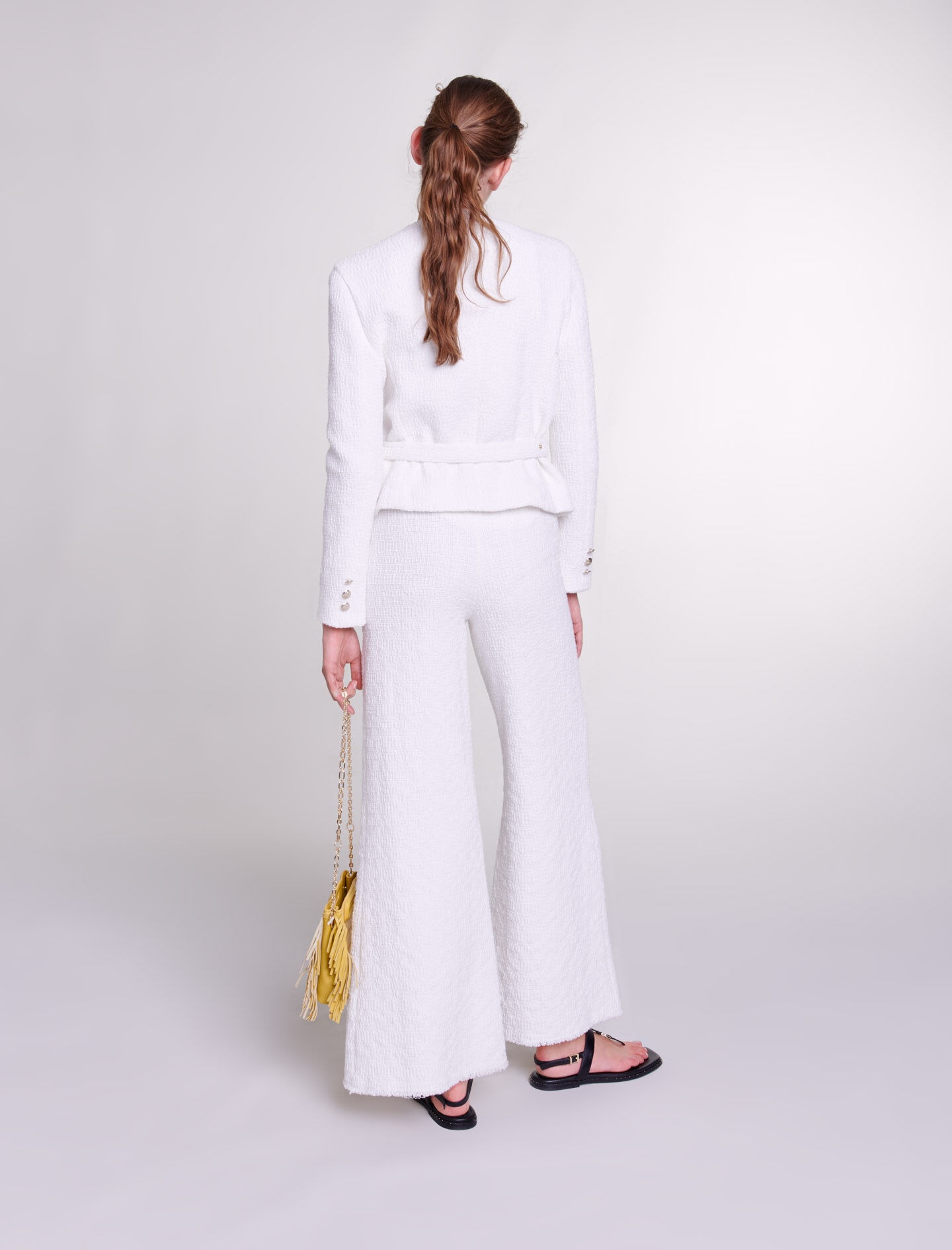 Wide-leg tweed trousers - 9