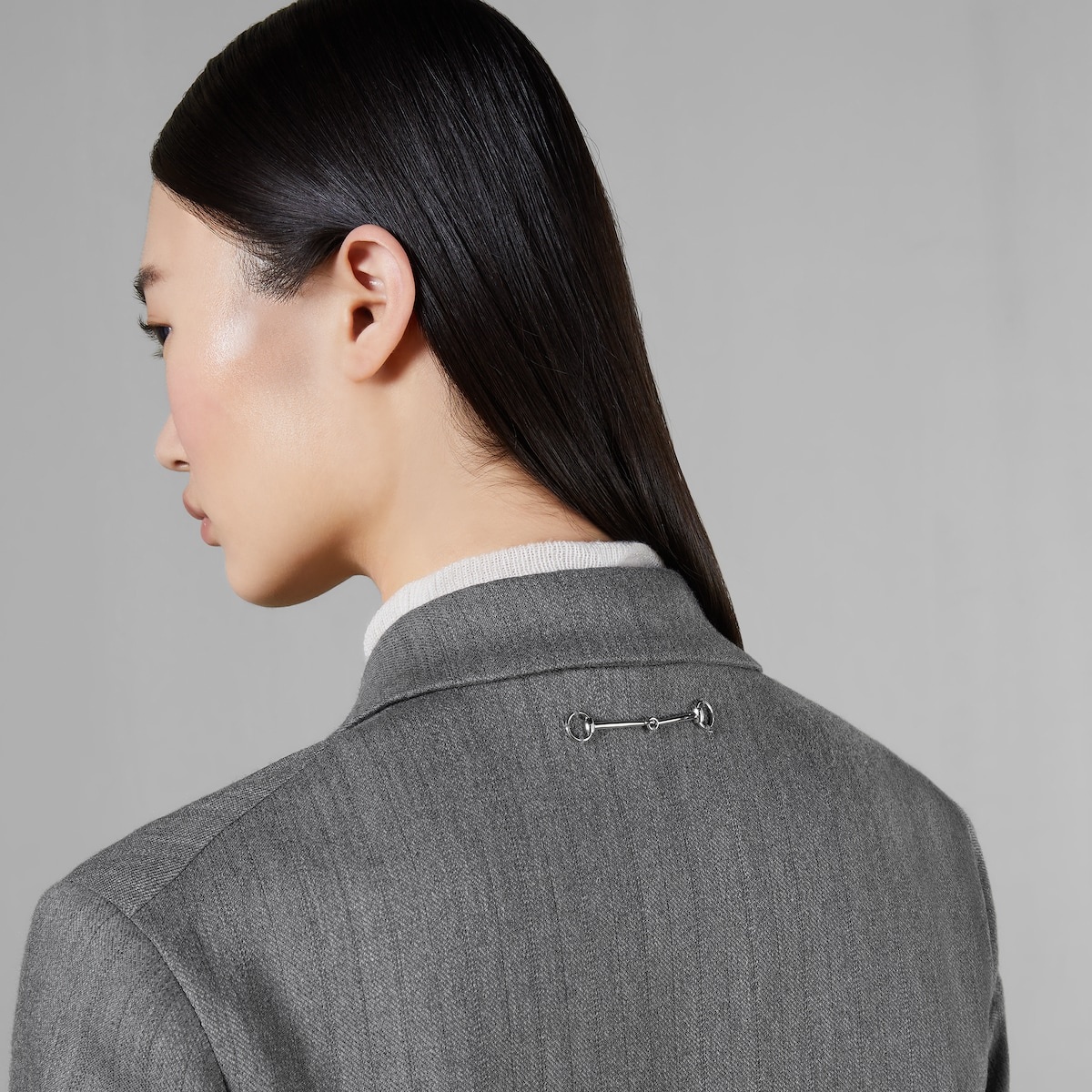 Pinstripe wool coat with Horsebit - 4