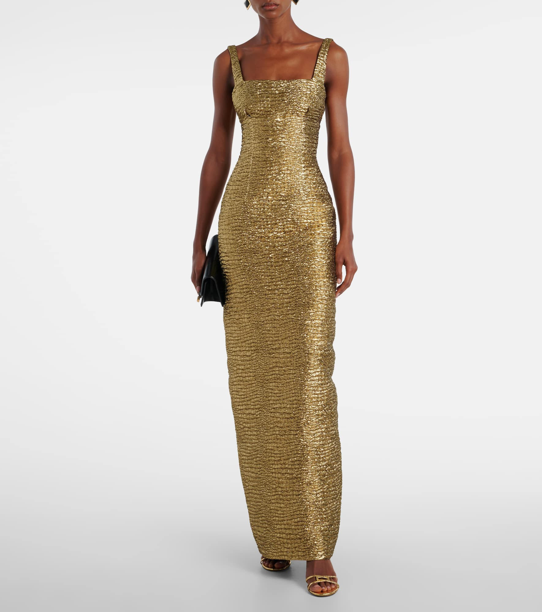 Micheline metallic-effect seersucker gown - 2