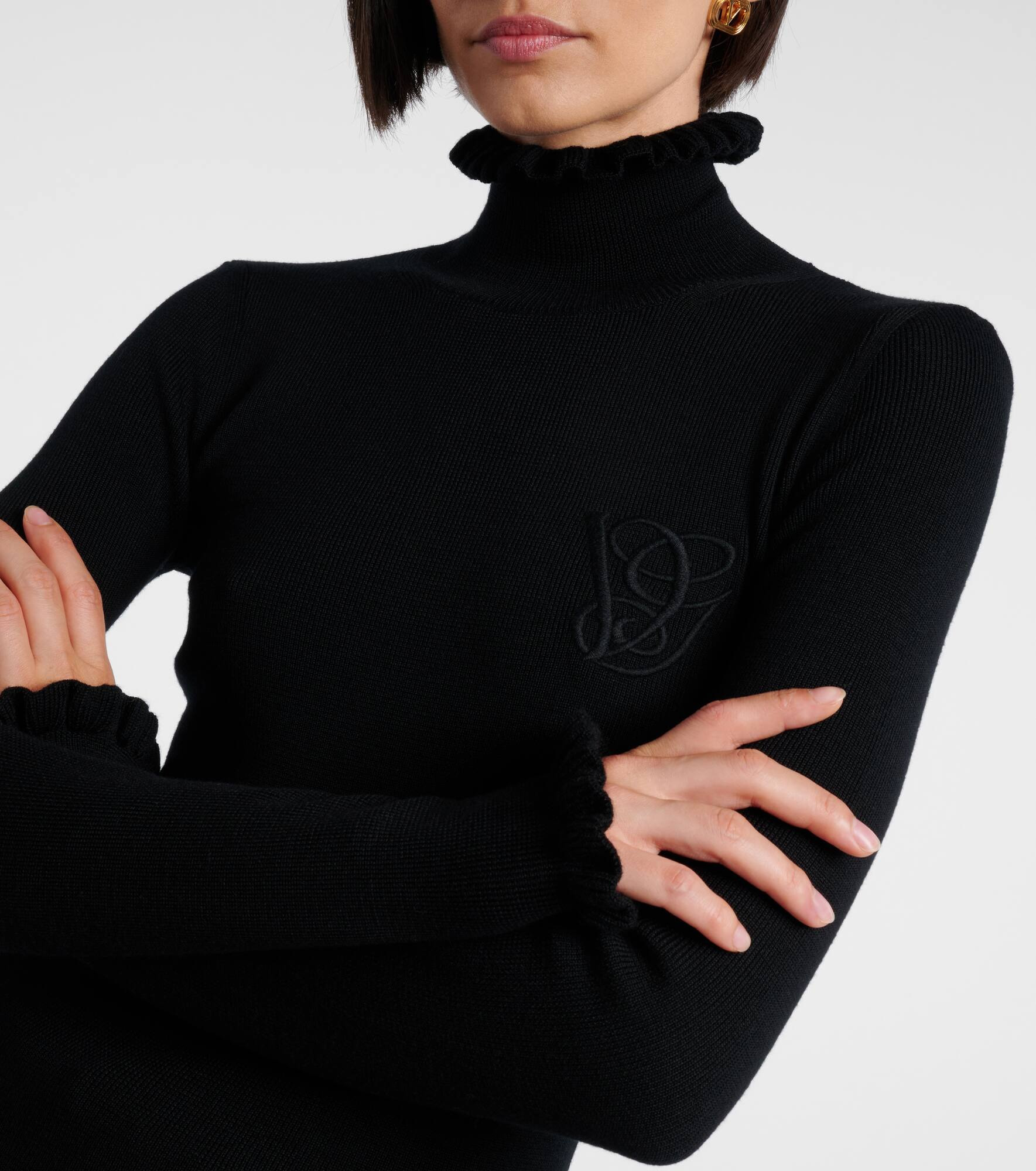 Ruffled virgin wool sweater - 4
