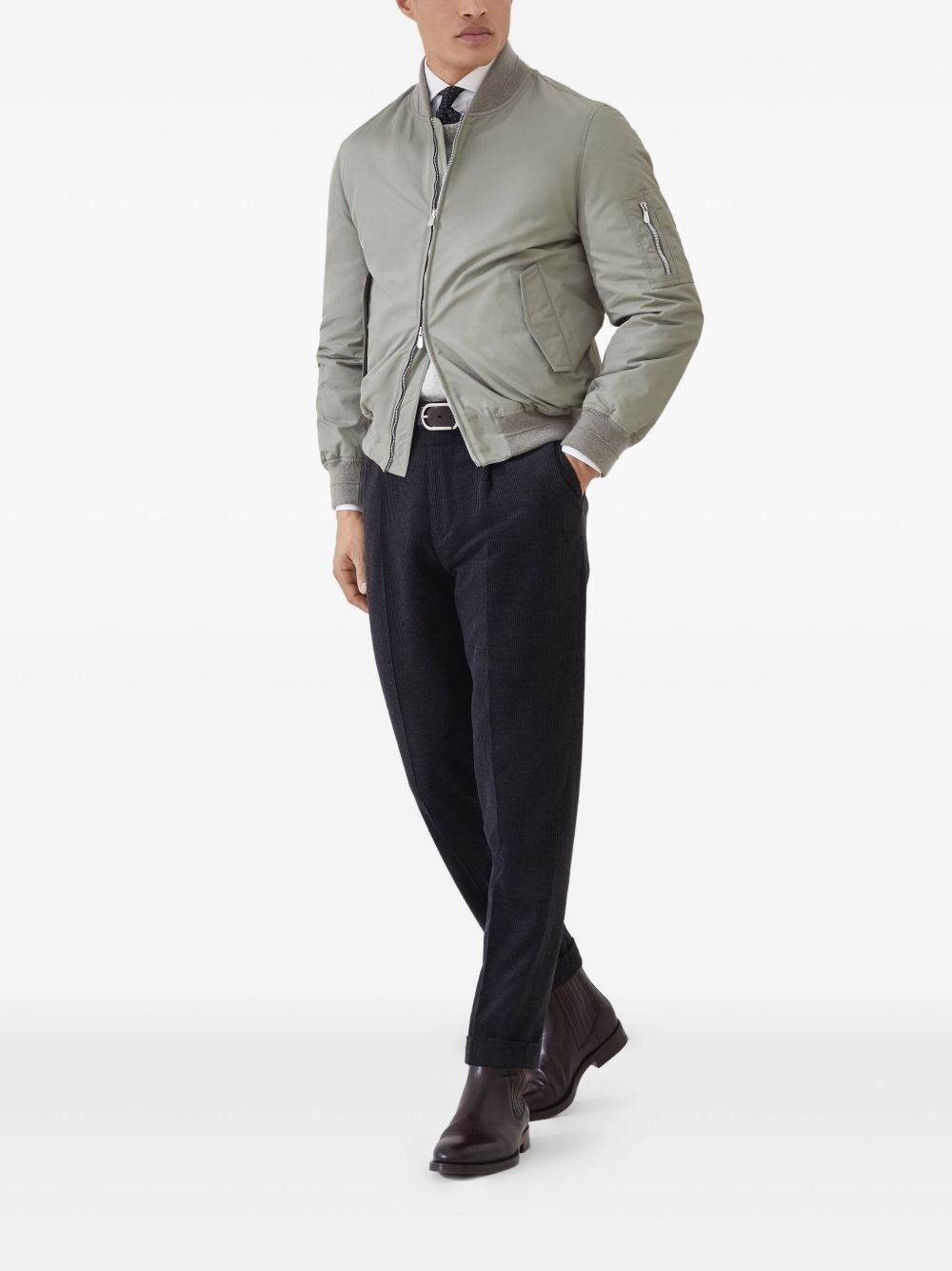 zip-fastening bomber jacket - 2