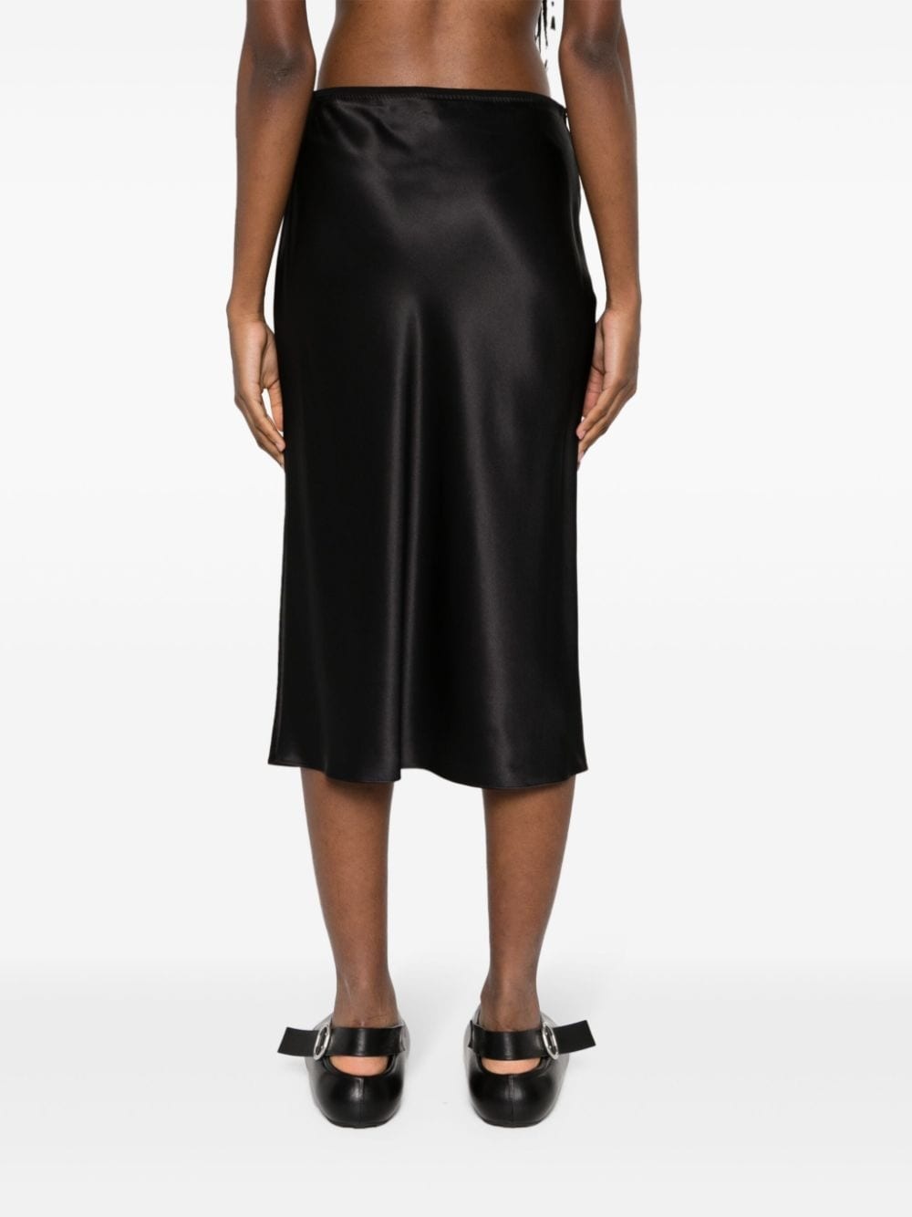 elasticated-waist silk skirt - 4