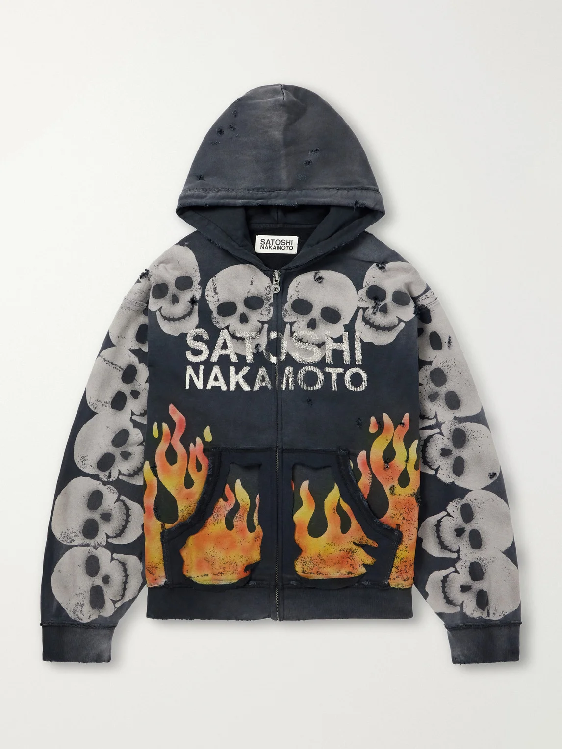 Lots Boys Printed Distressed Cotton-Jersey Zip-Up Hoodie - 1