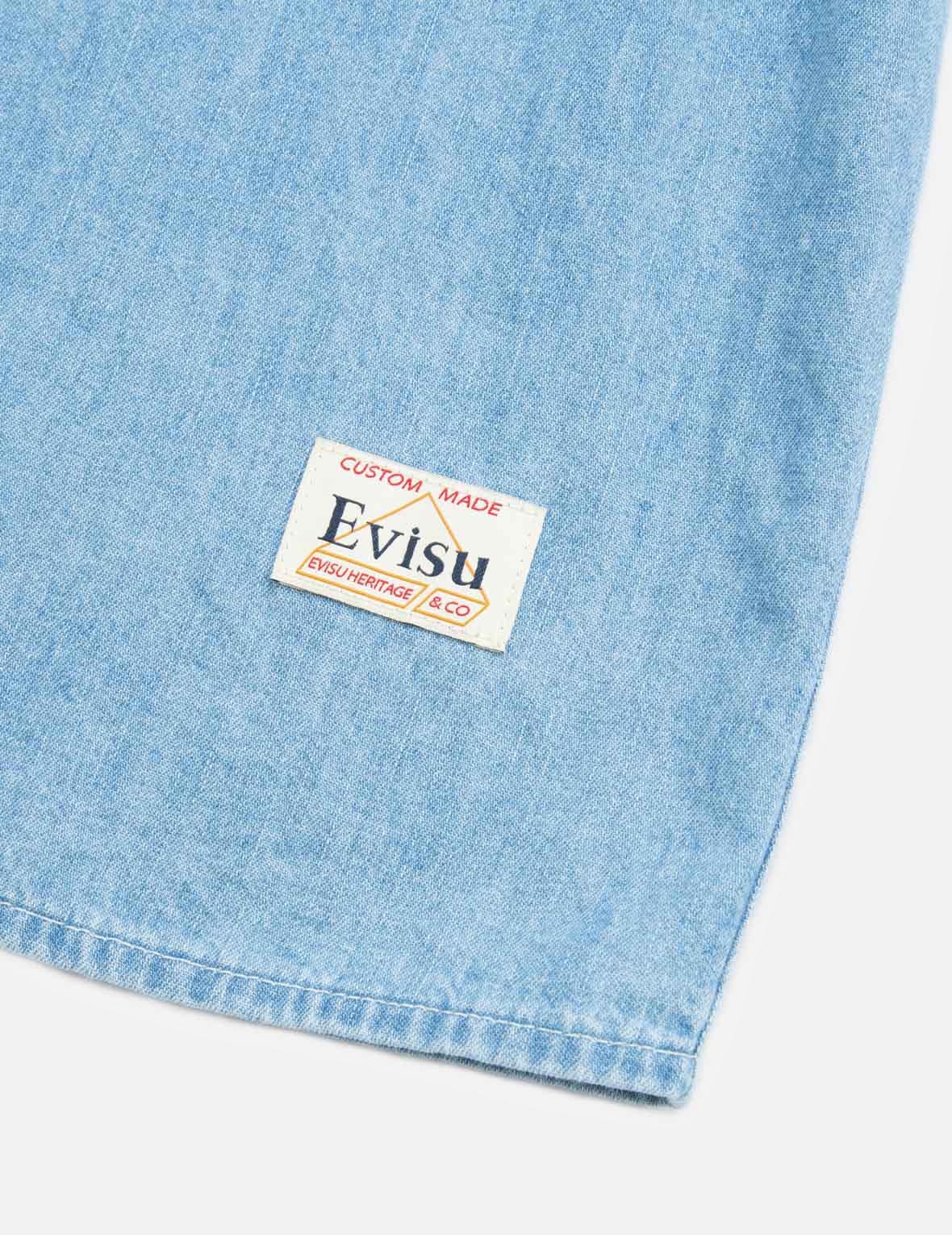 FORTUNE CAT WITH DARUMA PRINT DENIM SHIRT - 9