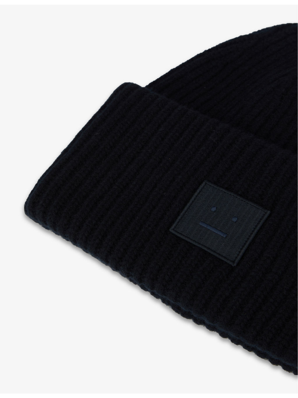 Face logo-patch wool beanie hat - 2