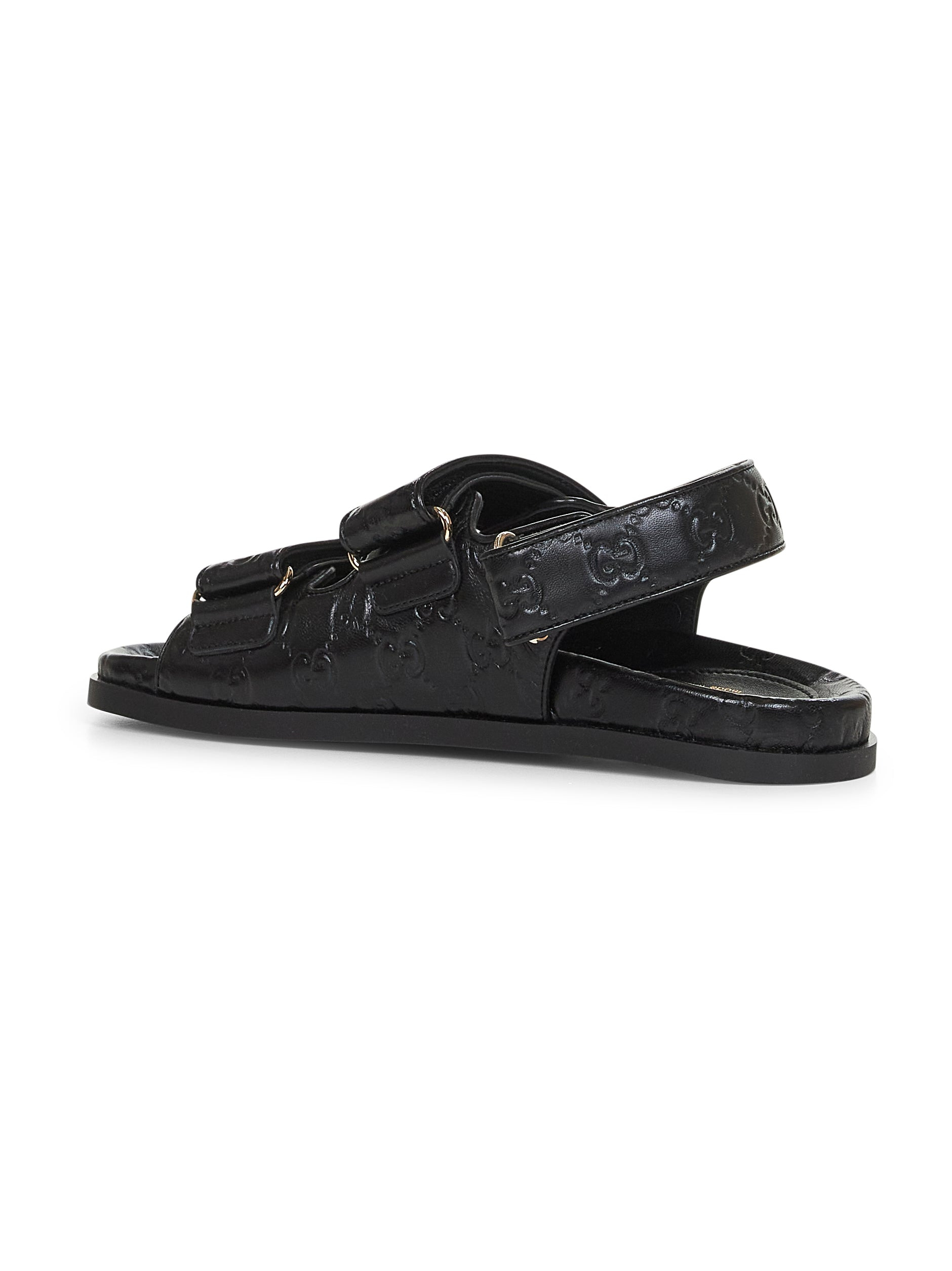 Gucci Women Black Gg Leather Sandals - 3