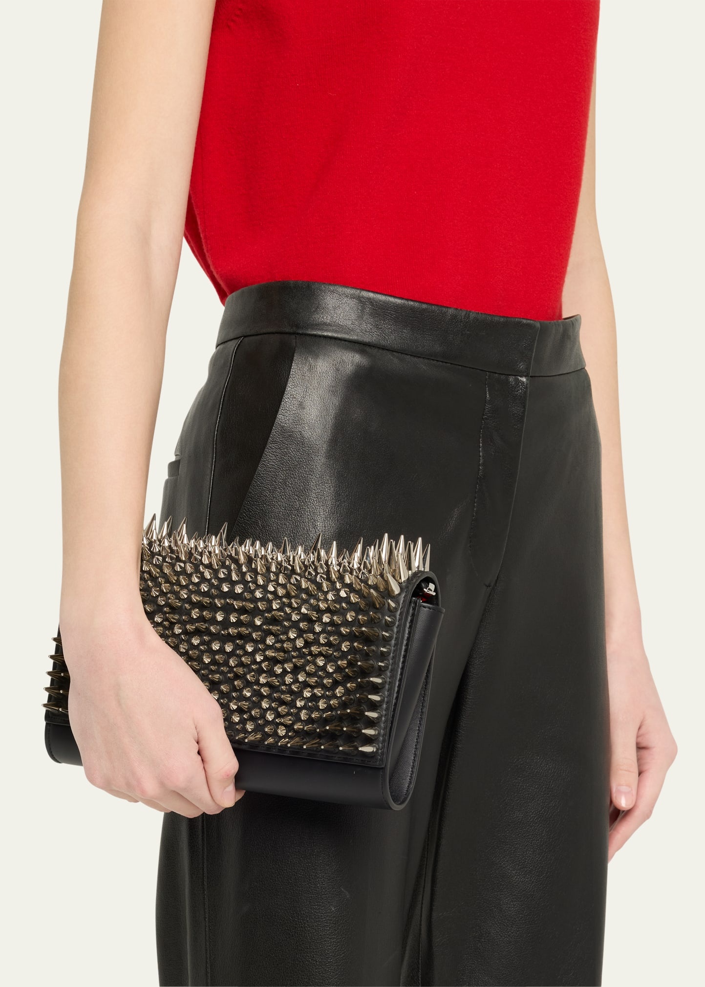 Paloma Spike Leather Clutch Bag - 2