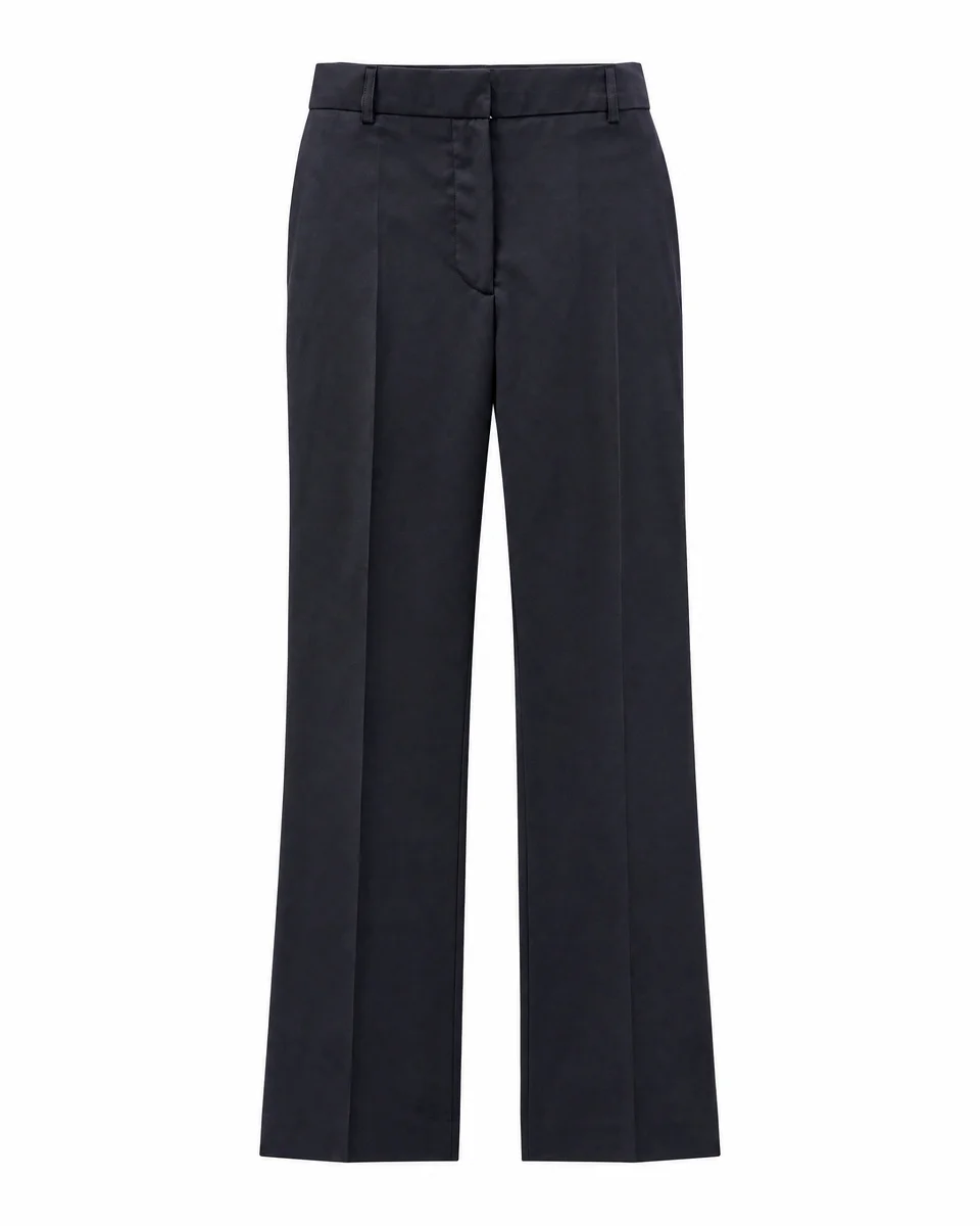 STRAIGHT-LEG TAILORED PANTS IN NAVY WOOL - 1