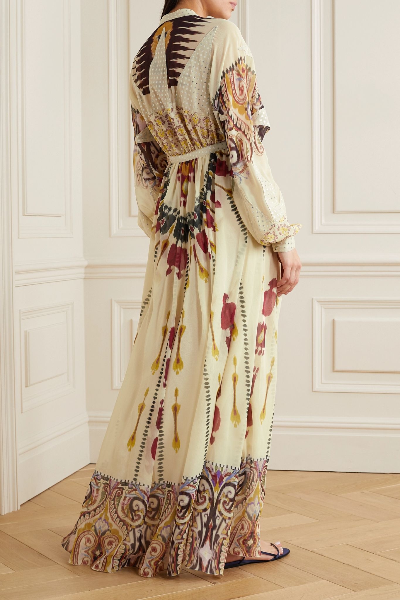 Printed fil coupé silk-crepon maxi dress - 4