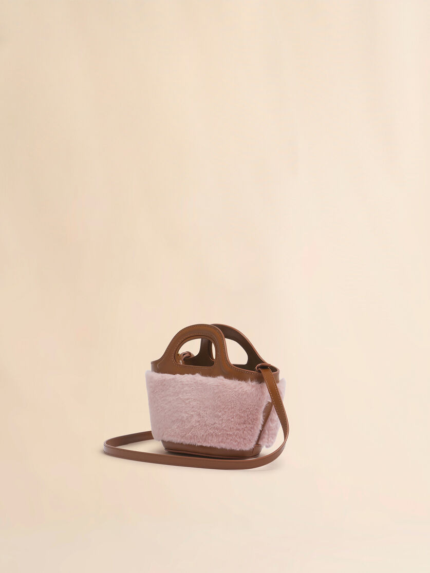 PINK TROPICALIA MICRO BAG WITH FAUX FUR TRIM - 3