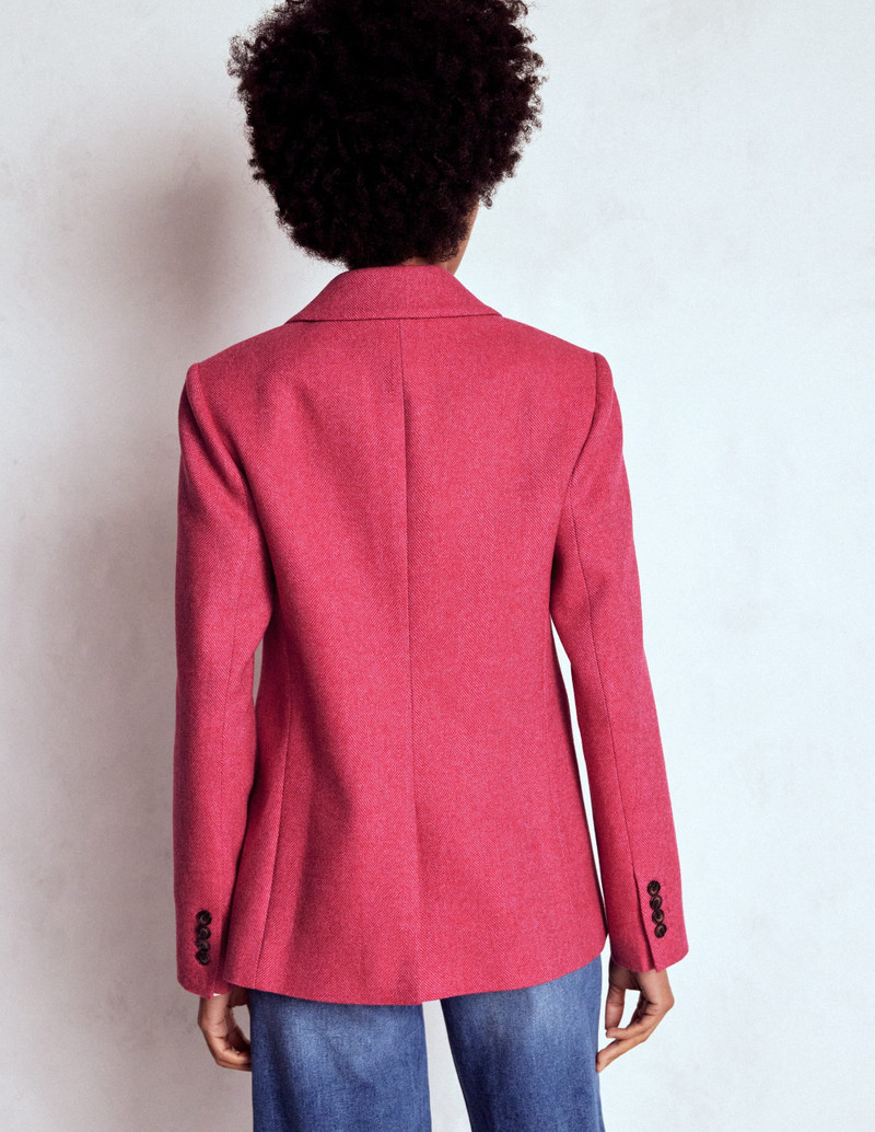 Stamford Wool-Blend Blazer-Red and Pink Wide Herringbone 4