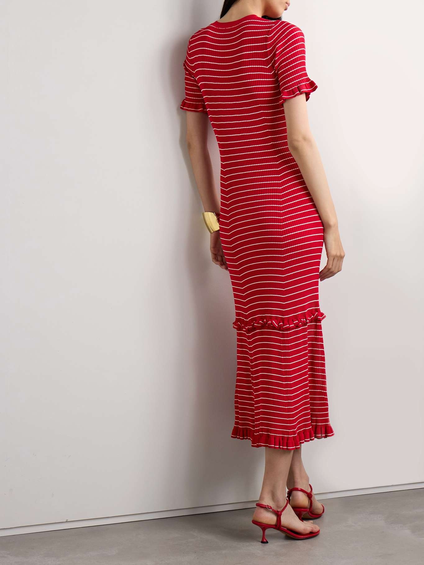 Delpini ruffled striped ribbed-knit midi dress - 3