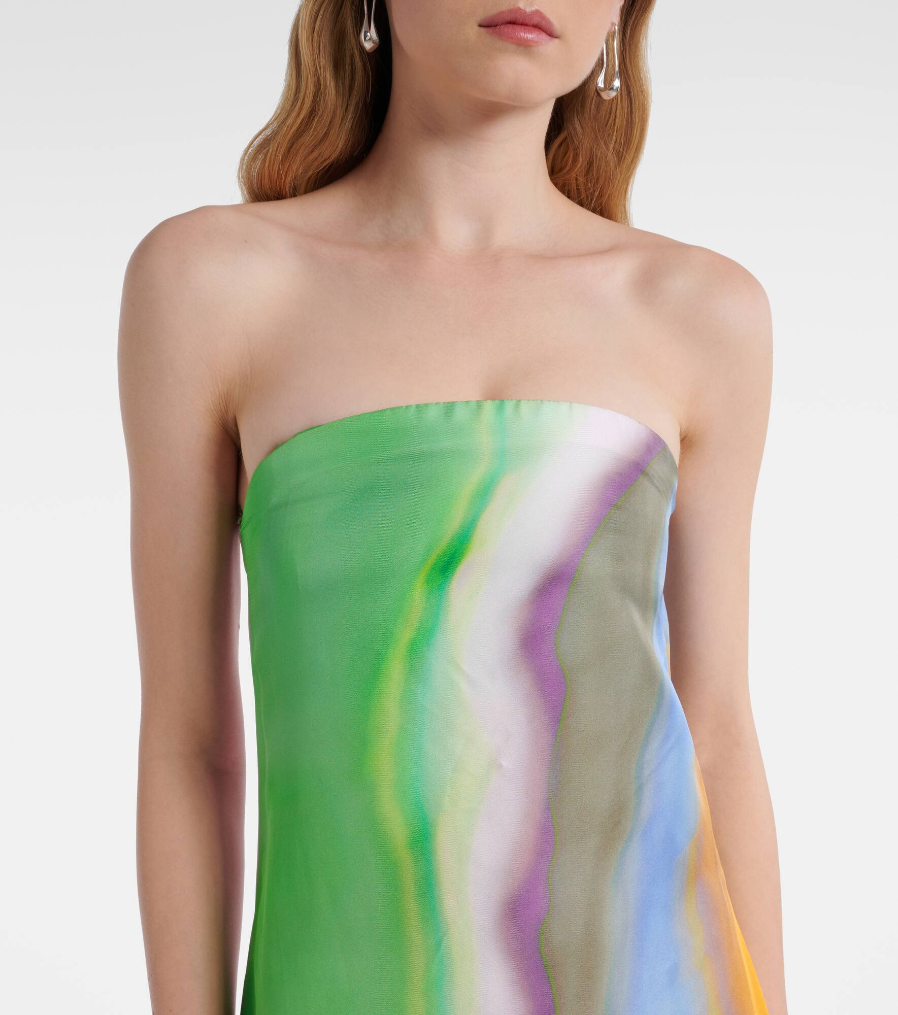 Printed silk satin maxi dress - 4