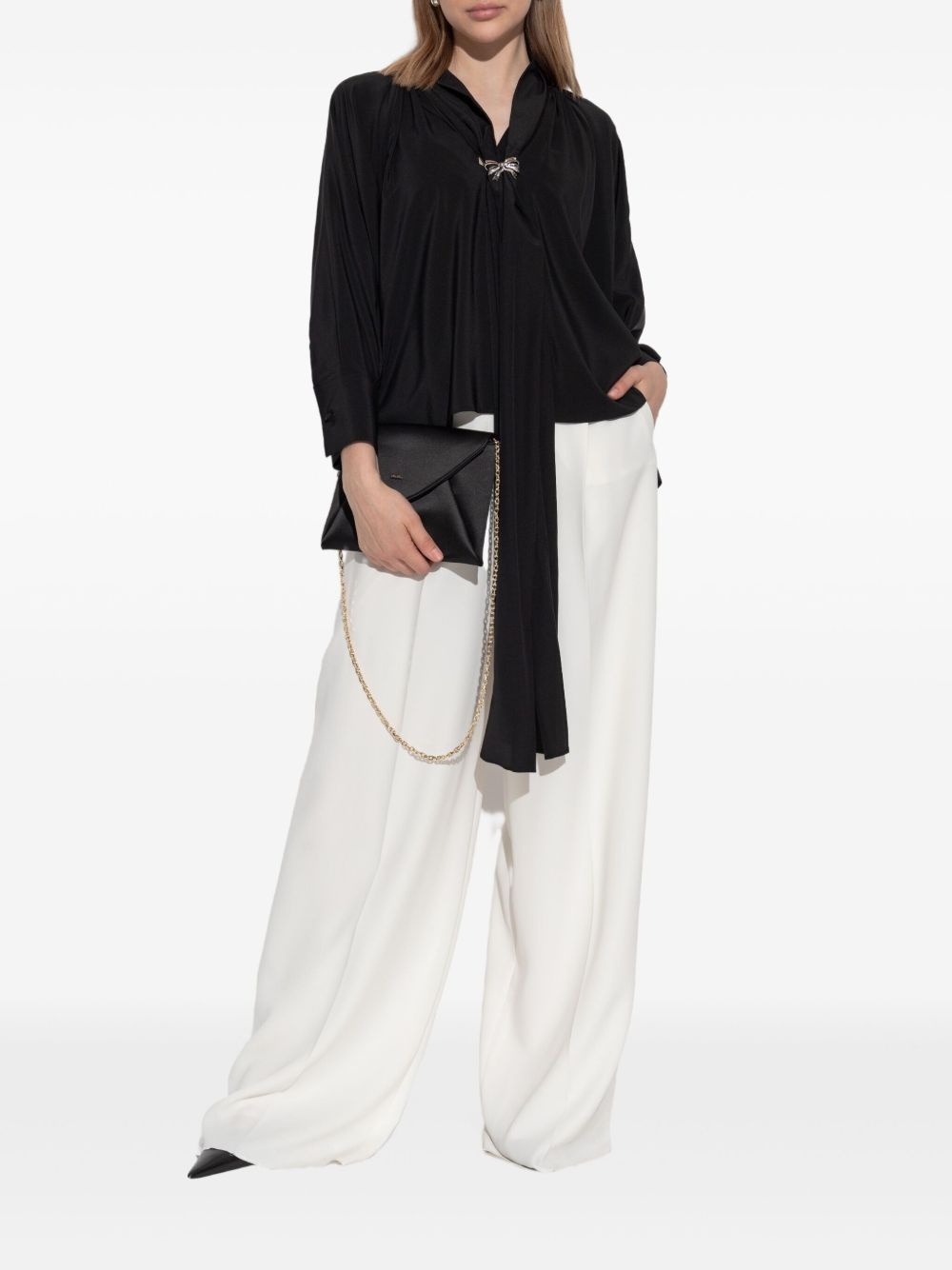 tie-front silk blouse - 2