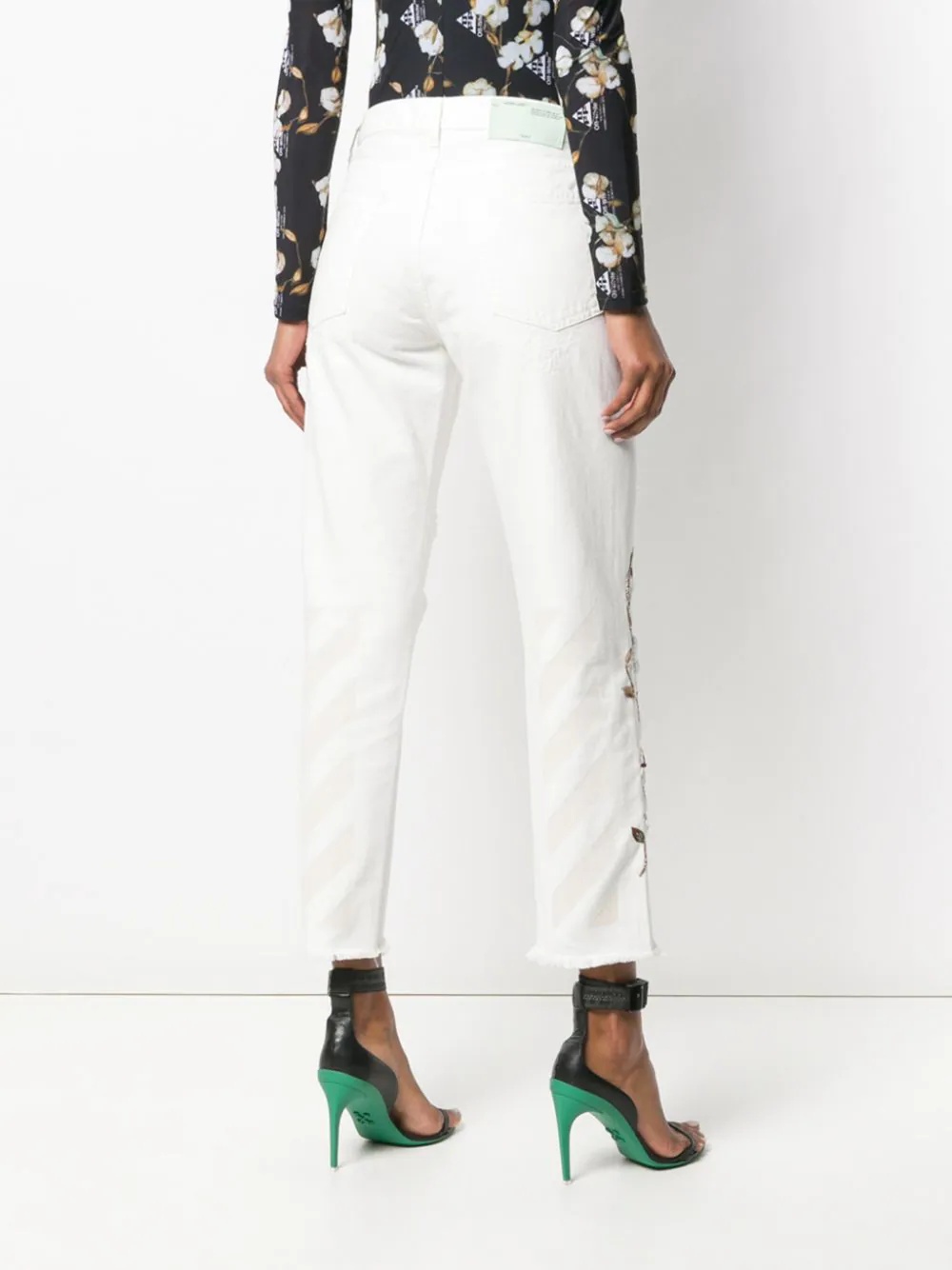 distressed flowers jeans - 4
