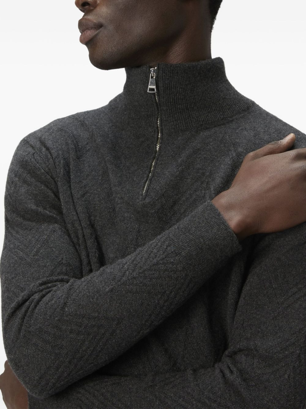 herringbone half-zip sweater - 4