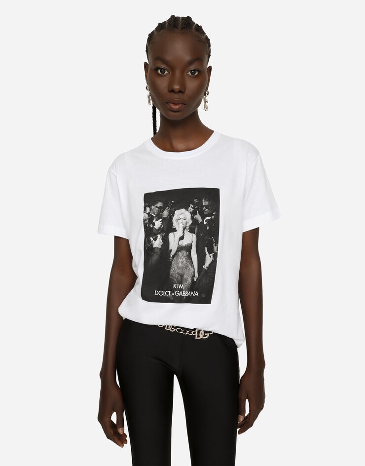 【DOLCE&GABBANA】\"Ciao, Kim\" 半袖 プリントTシャツ コットン Ciao, Kim” printed cotton T-shirt in multicoloured - Dolce