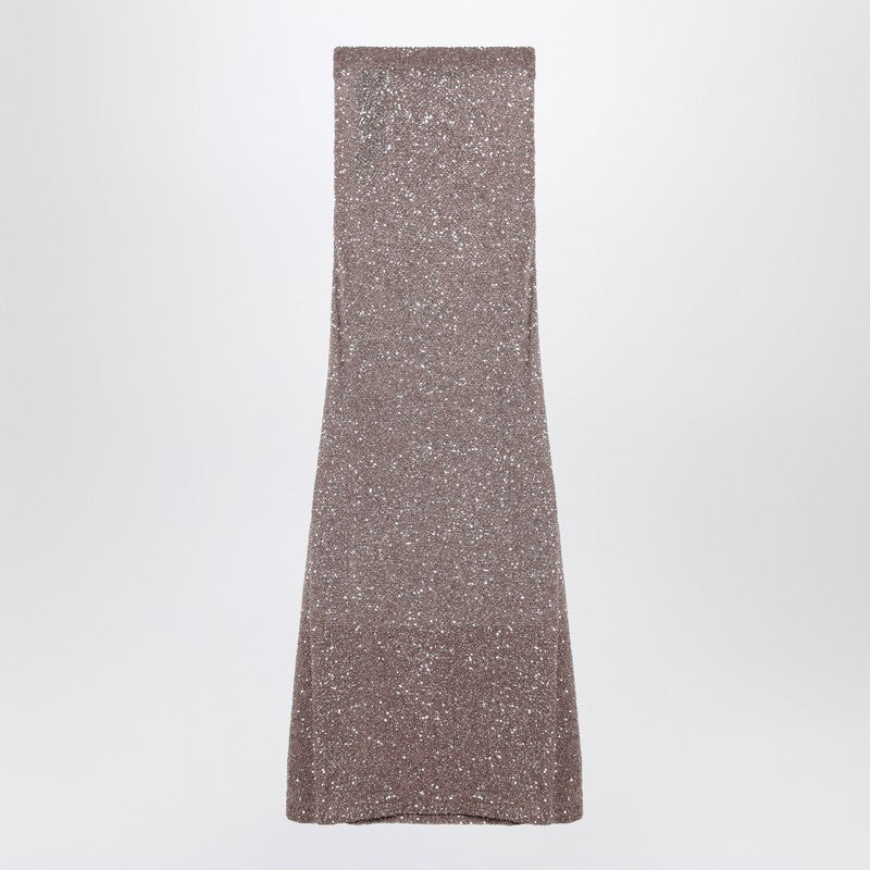 Balenciaga Light Brown/Silver Maxi Skirt With Sequins Women - 2