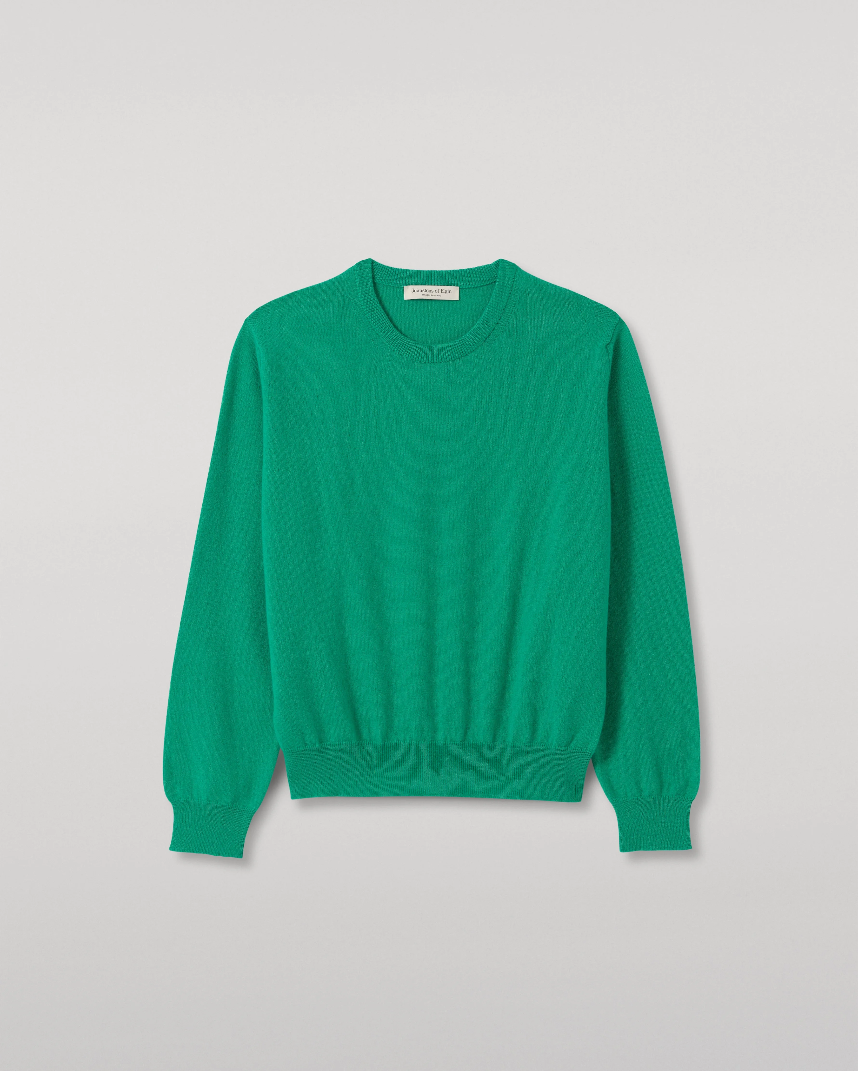 Lunan Classic Bright Green Cashmere Crew Jumper - 1