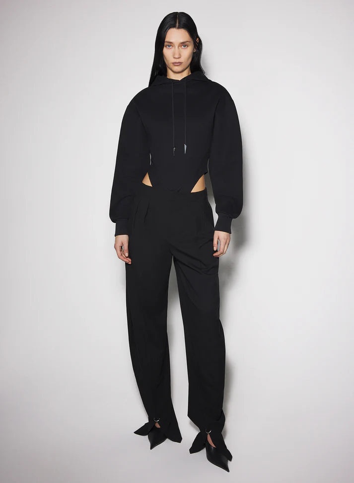 black fleece hoodie bodysuit - 2