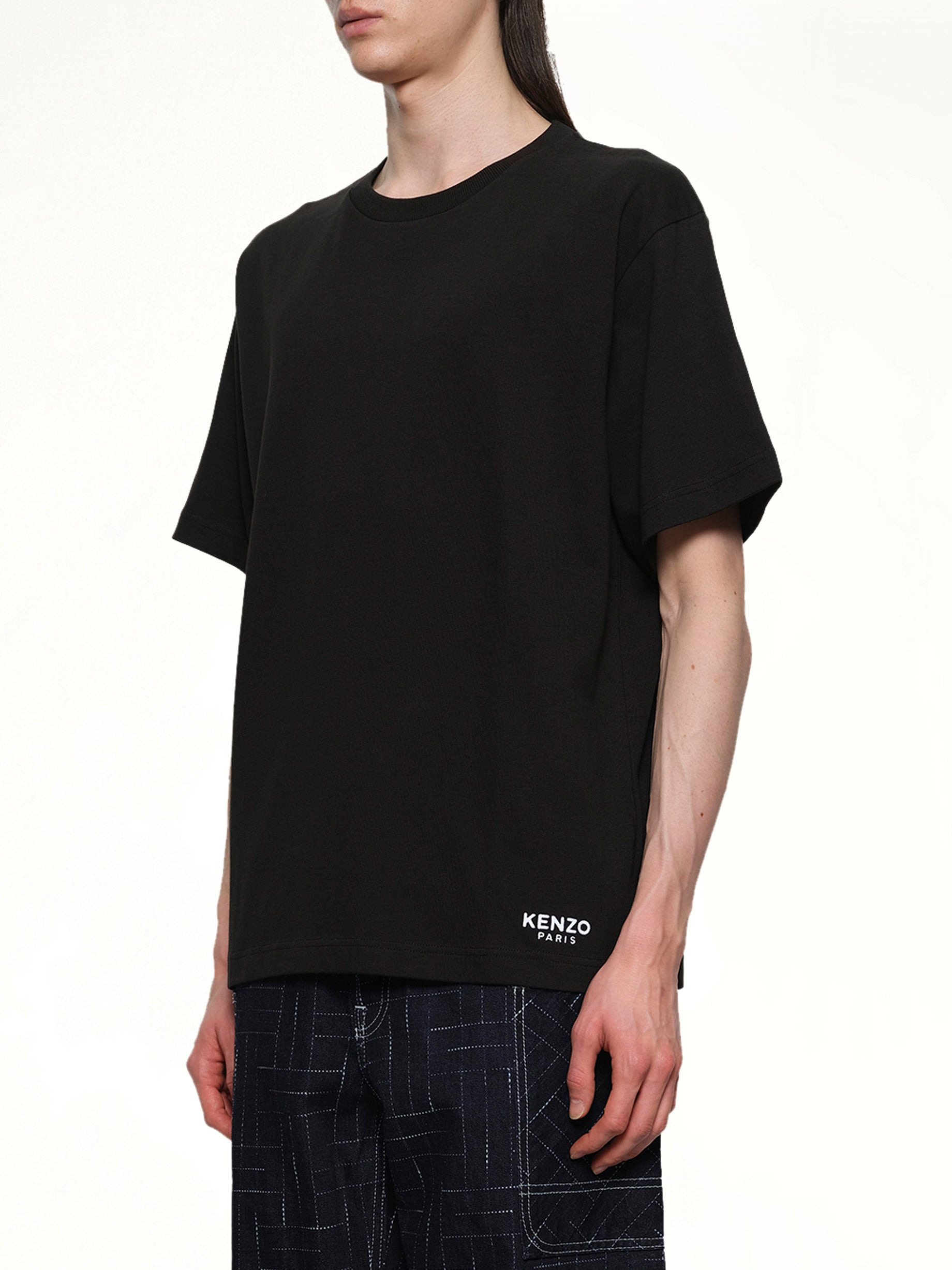 Gots Boke Flower Embroidered Oversize T-Shirt in Black - 3