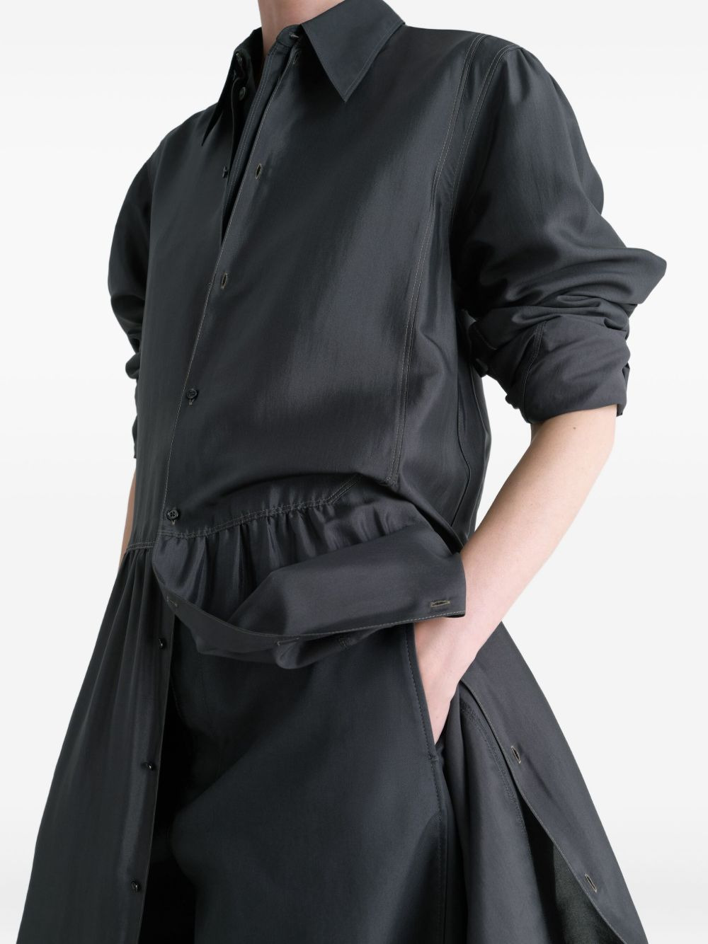 gathered buttoned dress - 5