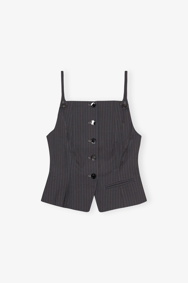 DARK GREY STRIPE SUITING VEST TOP 1