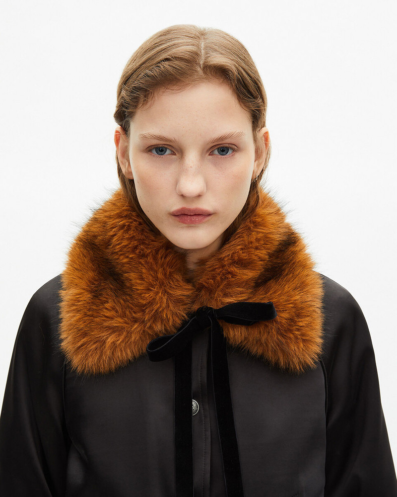 BLACK SATIN FUR COLLAR JACKET 5