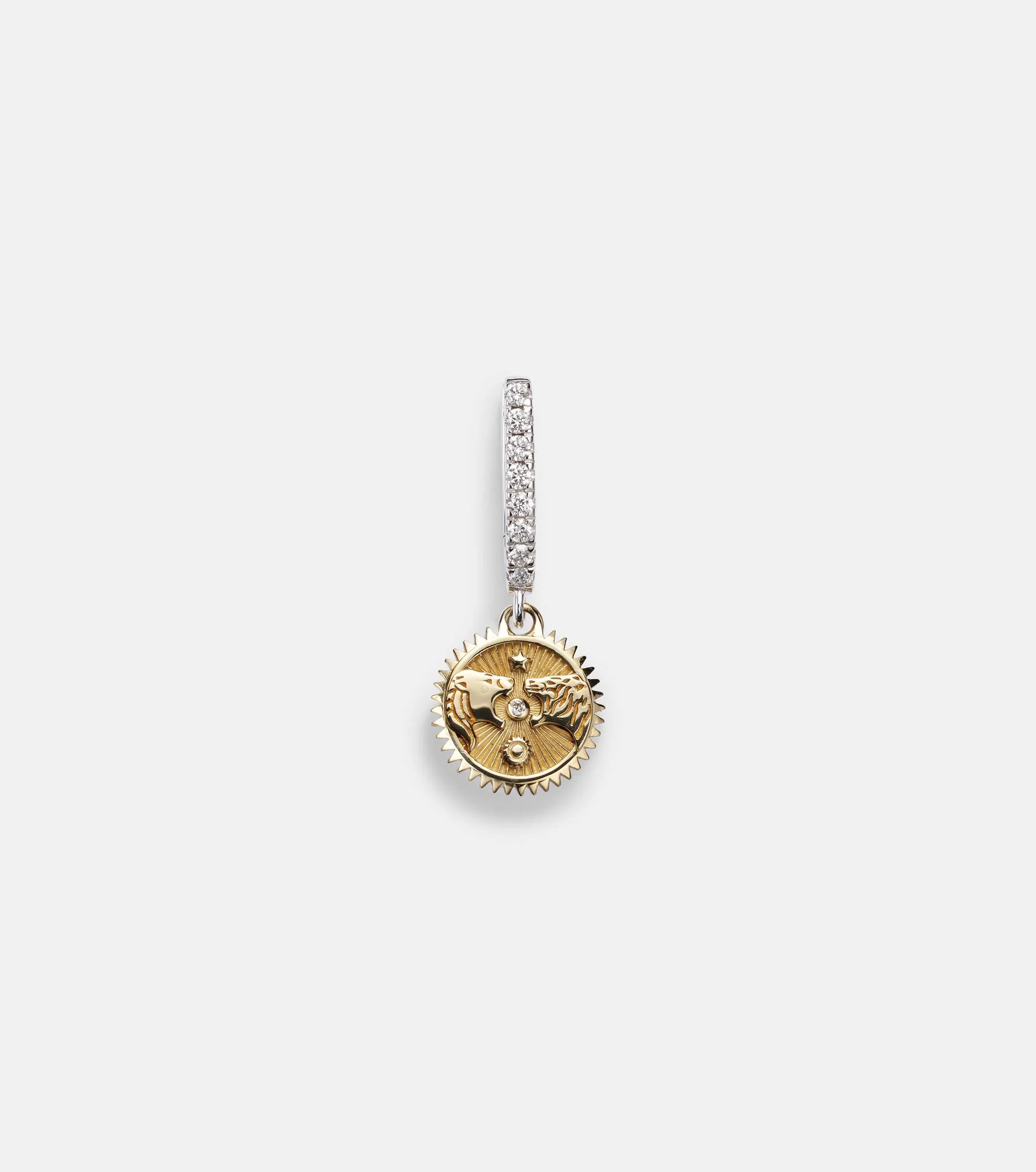 Strength Mini 18kt yellow and white gold single hoop earring with diamonds - 1