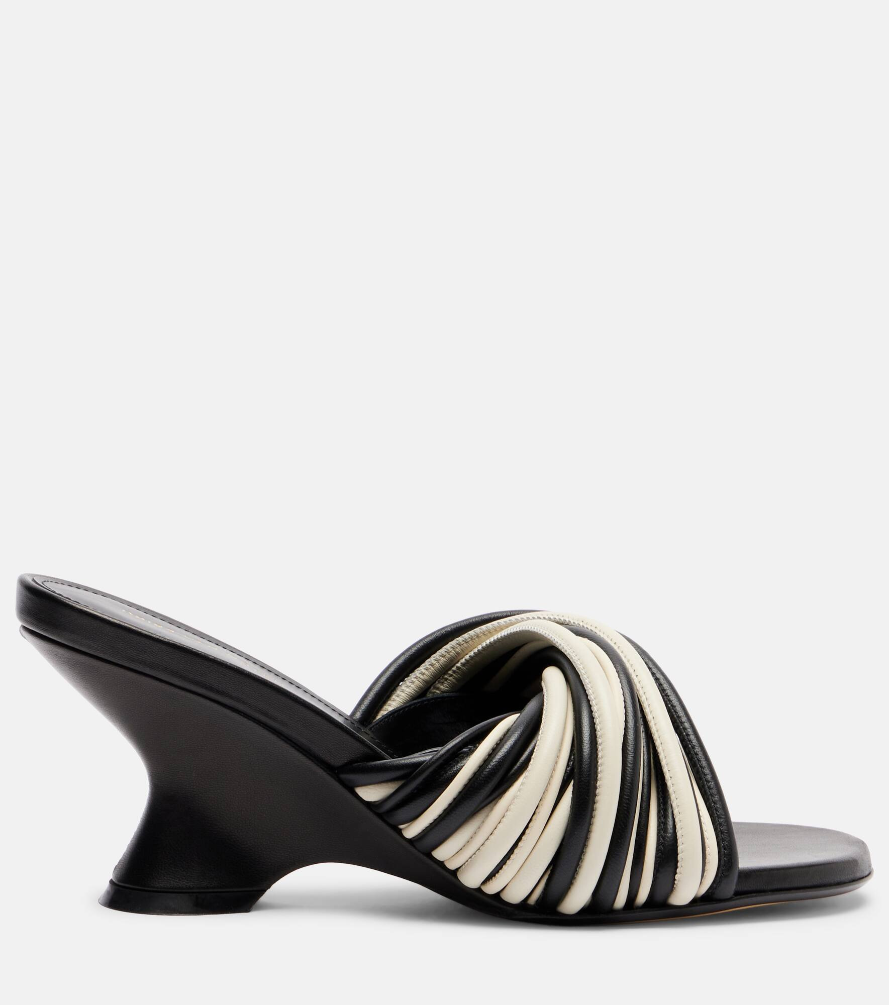 75 leather wedge mules - 4
