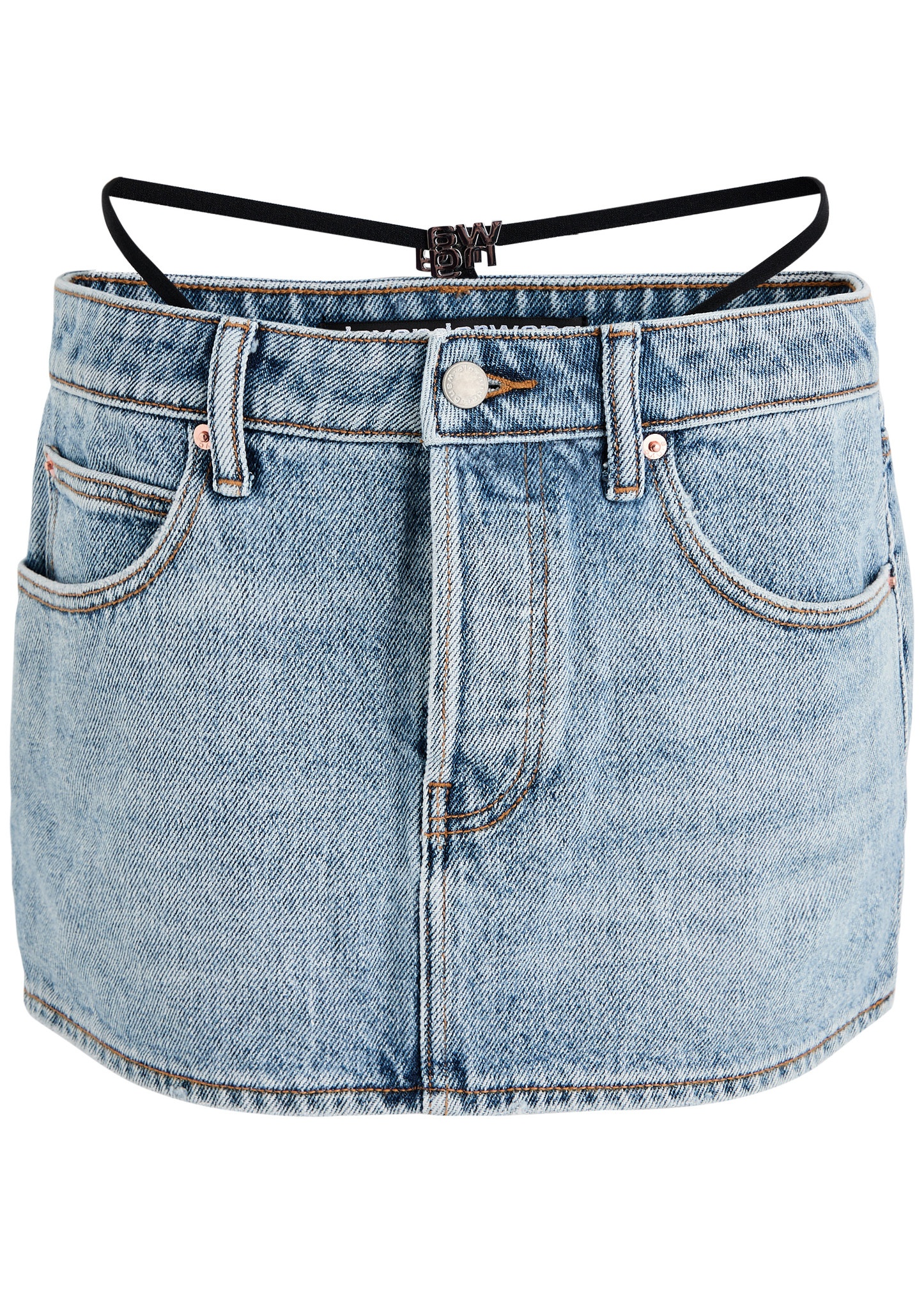 Thong-effect denim mini skirt - 1