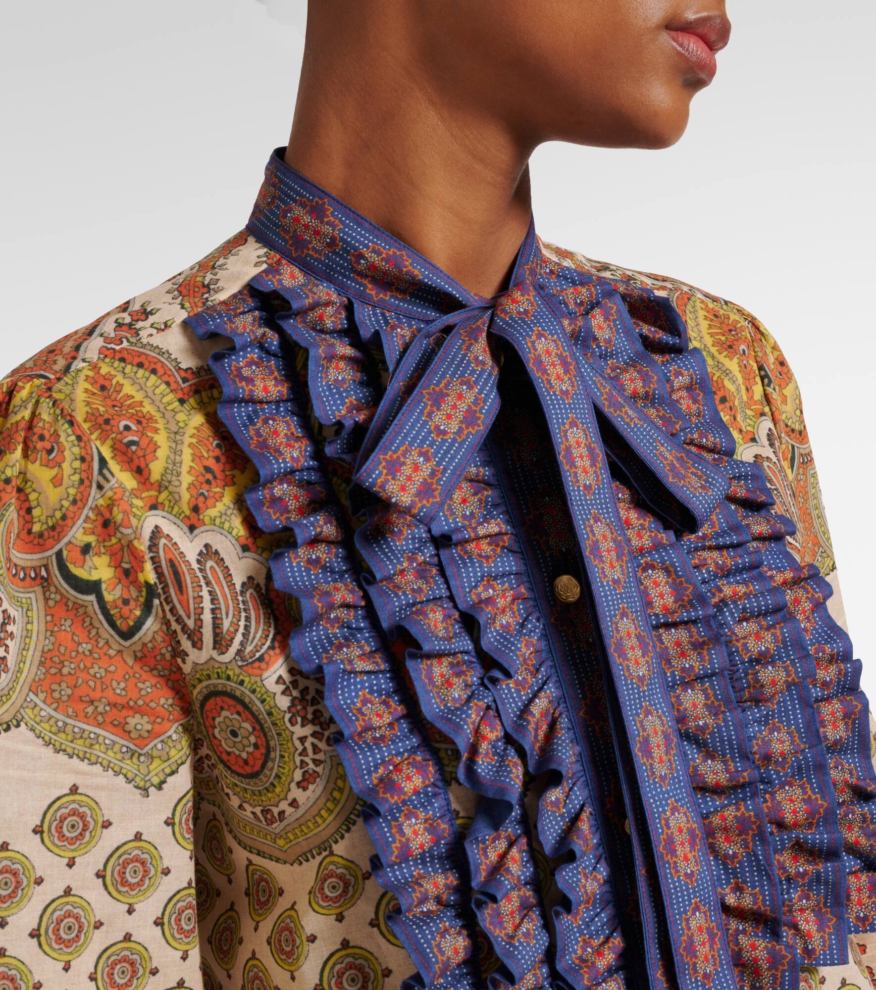 Voyage Imaginaire ruffled cotton shirt - 4