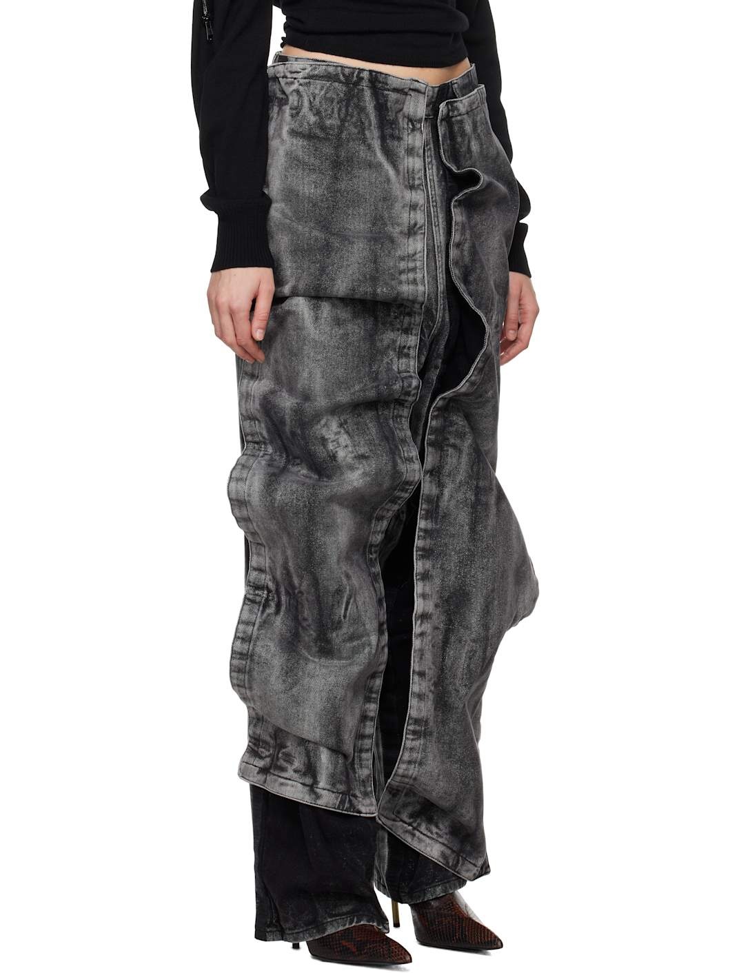 Black Velcro Panel Jeans - 2