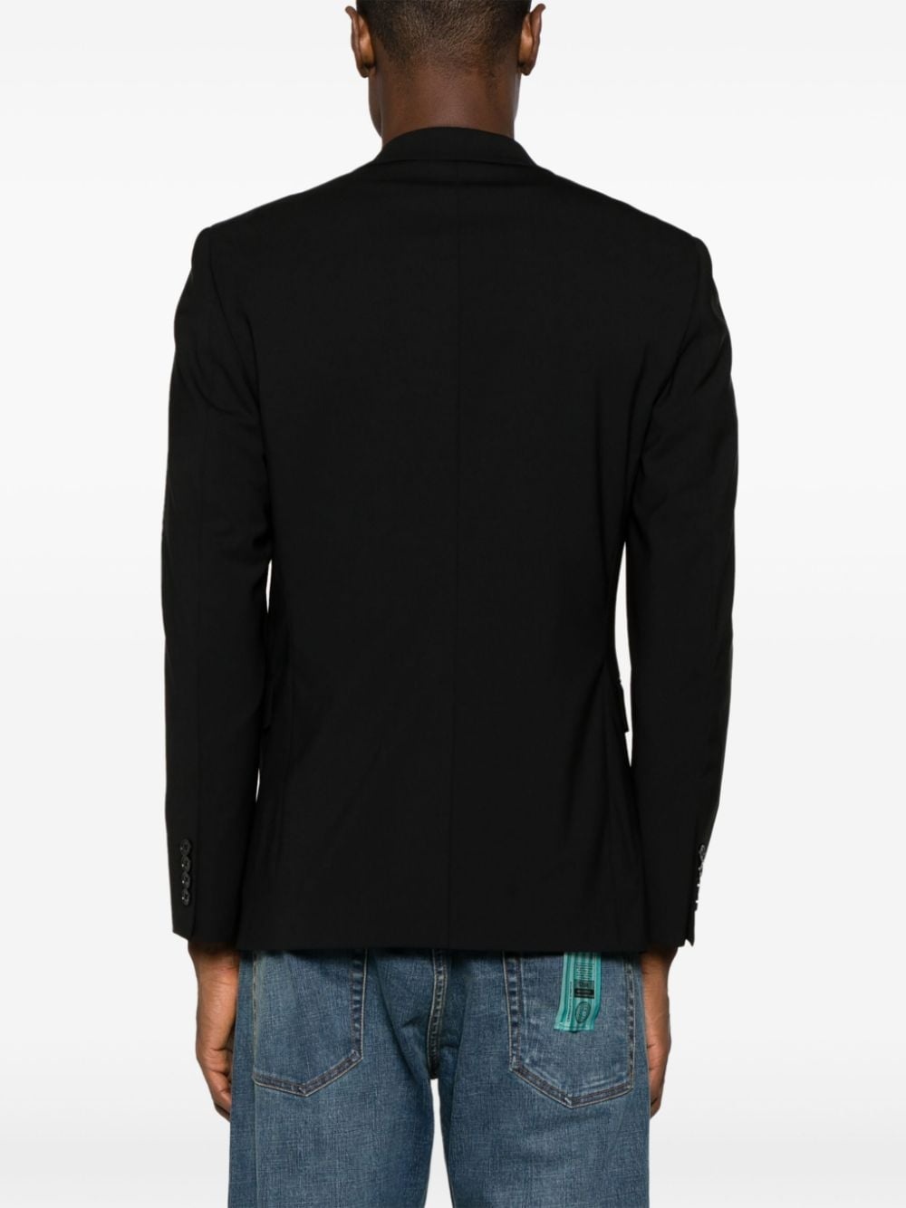 single-breasted virgin wool-blend blazer - 4