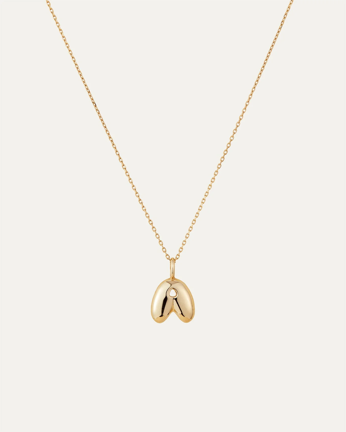 14K Gold Bubble Letter Necklace - A - 1