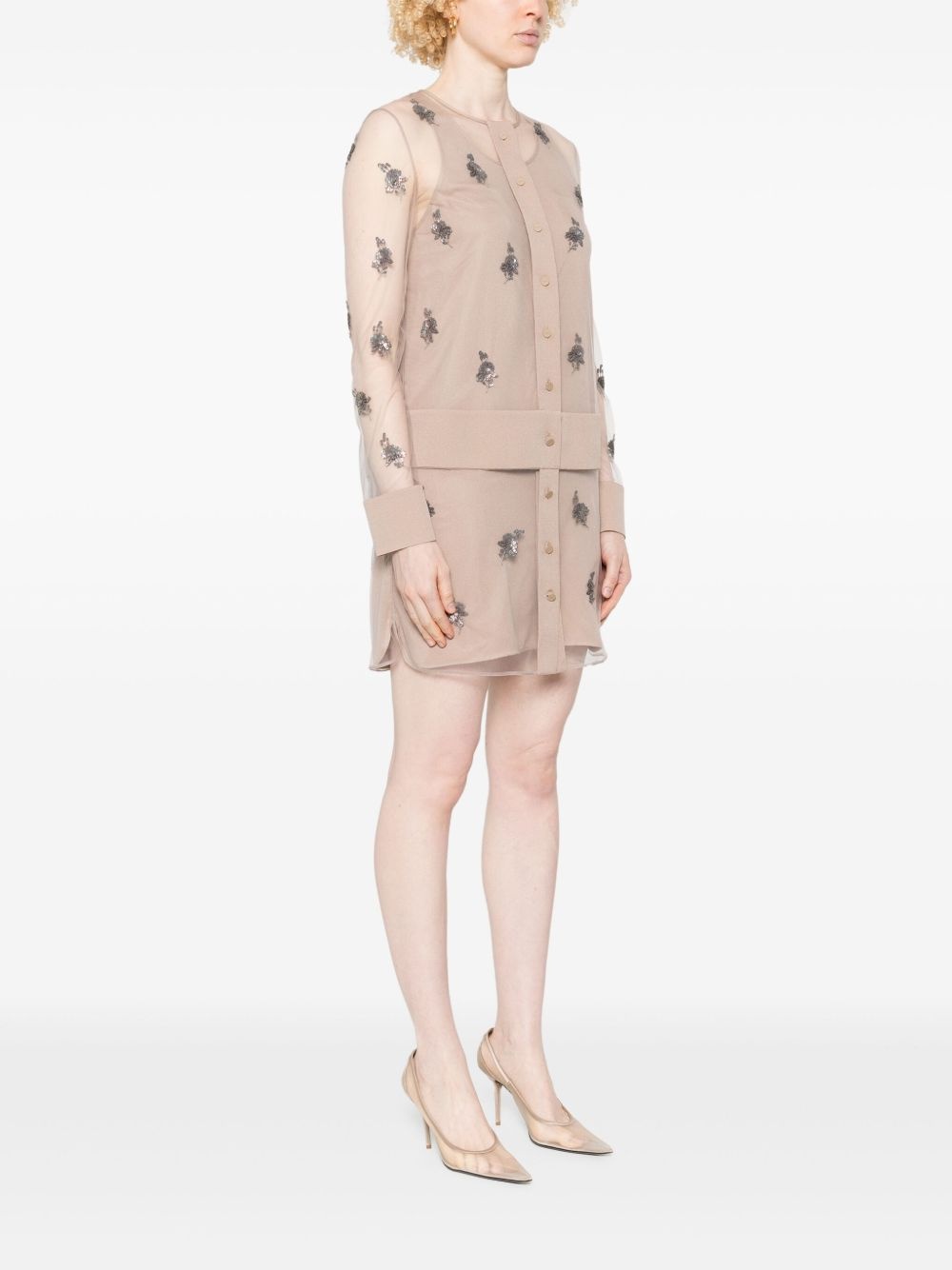 embroidered tulle mini dress - 3