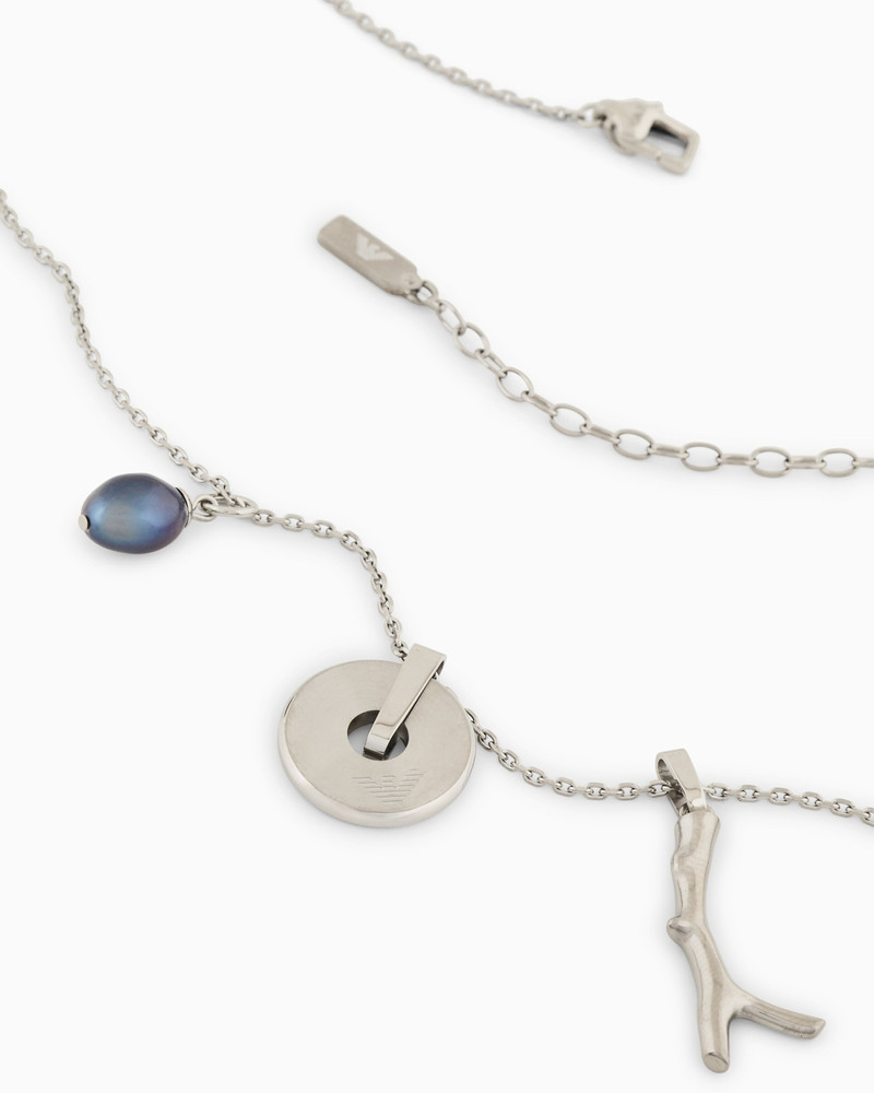 FRESHWATER PEARL SILVER STAINLESS STEEL PENDANT NECKLACE 3