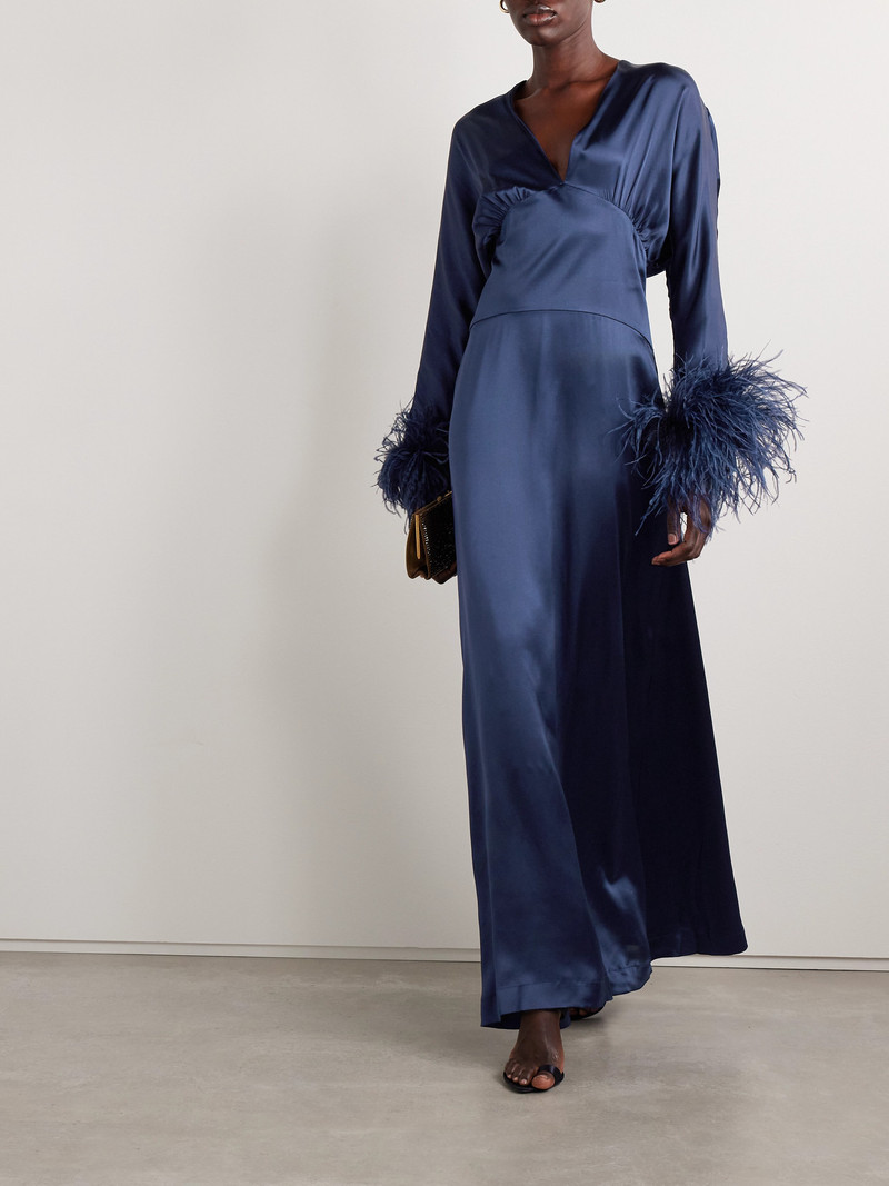 Taller Marmo Elvira Feather-trimmed Silk-satin Gown outlook