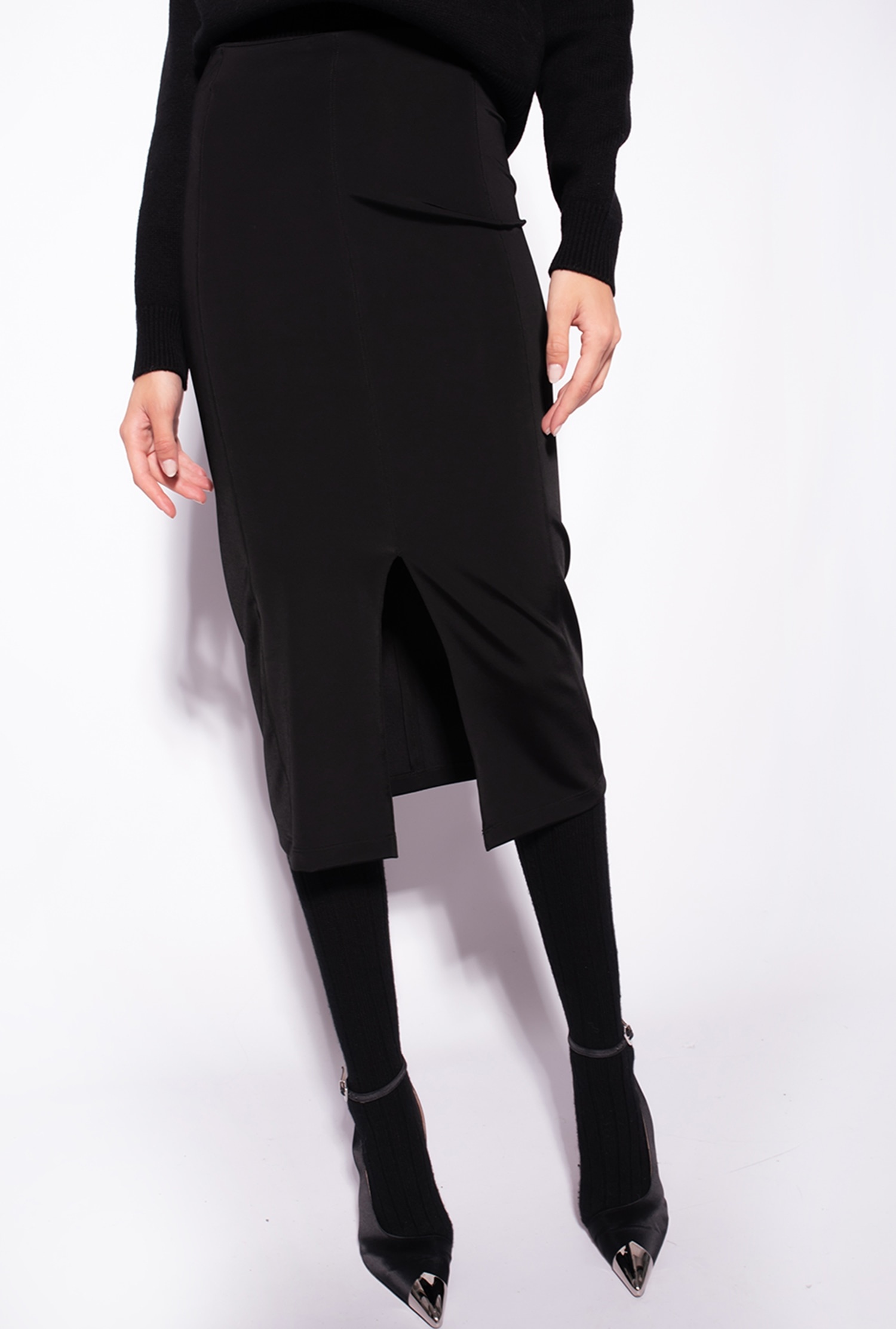 MIDI SKIRT WITH SLIT - 4