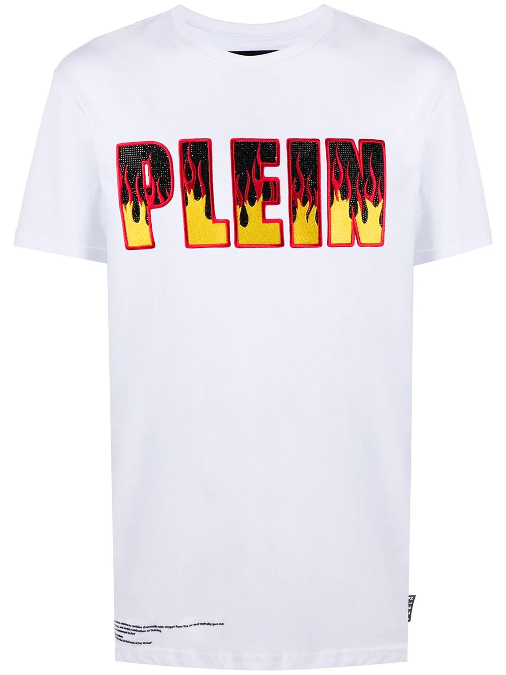 Flame logo-embroidered cotton T-shirt - 1